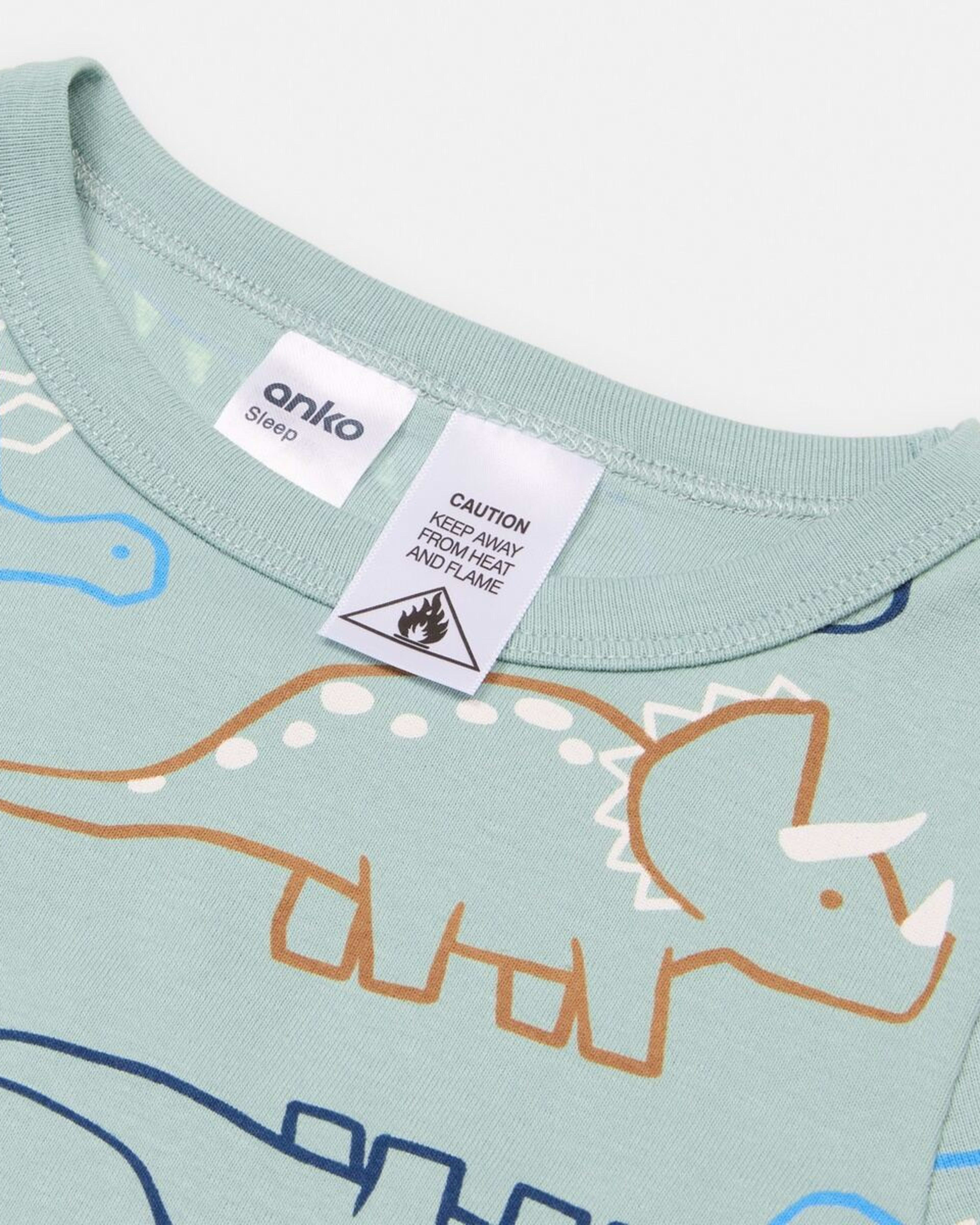 7 Rib Pyjama Set Blu Dino, 7 of 8