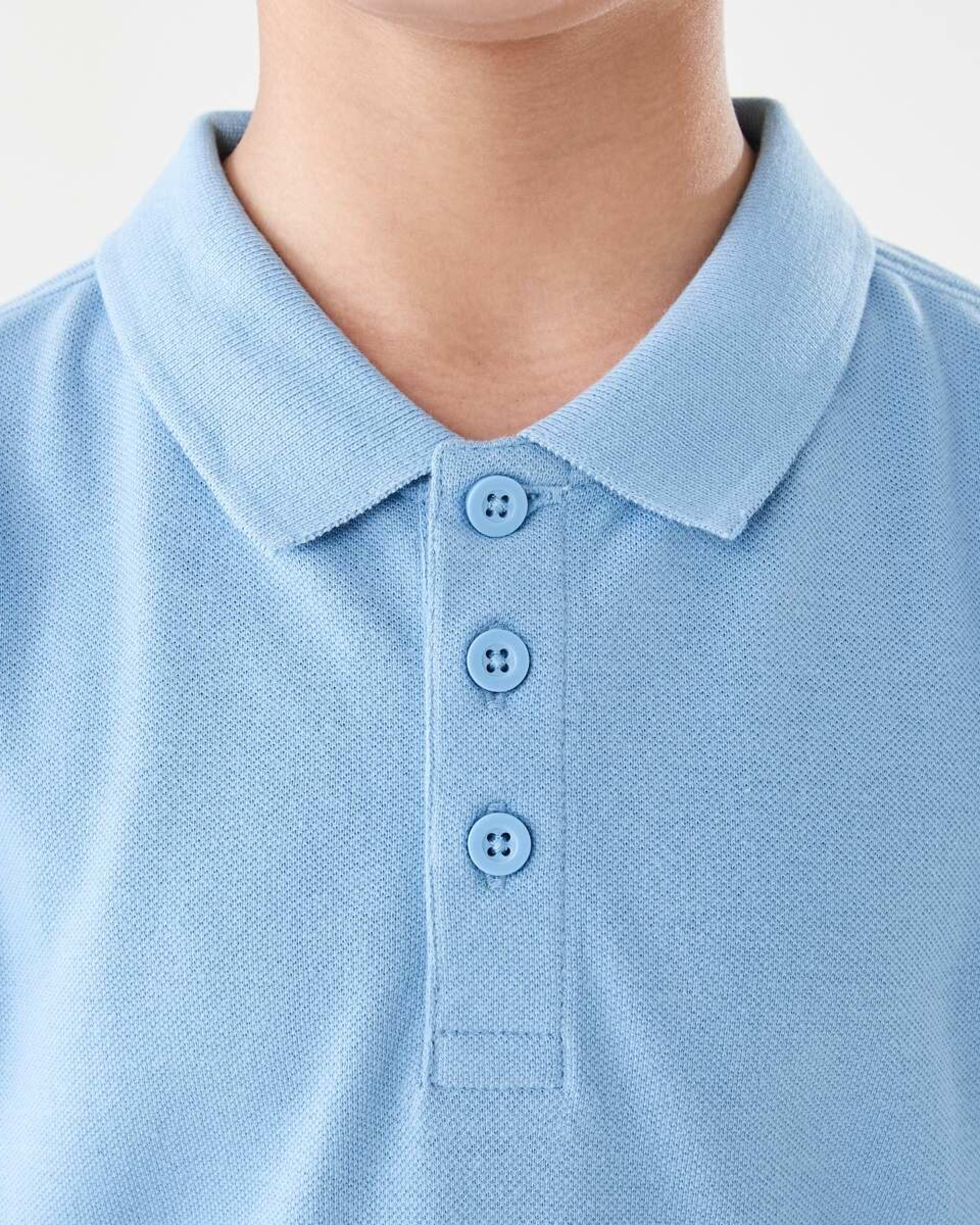 4 School Cotton Polo Shirt Mid Blue, 4 of 8