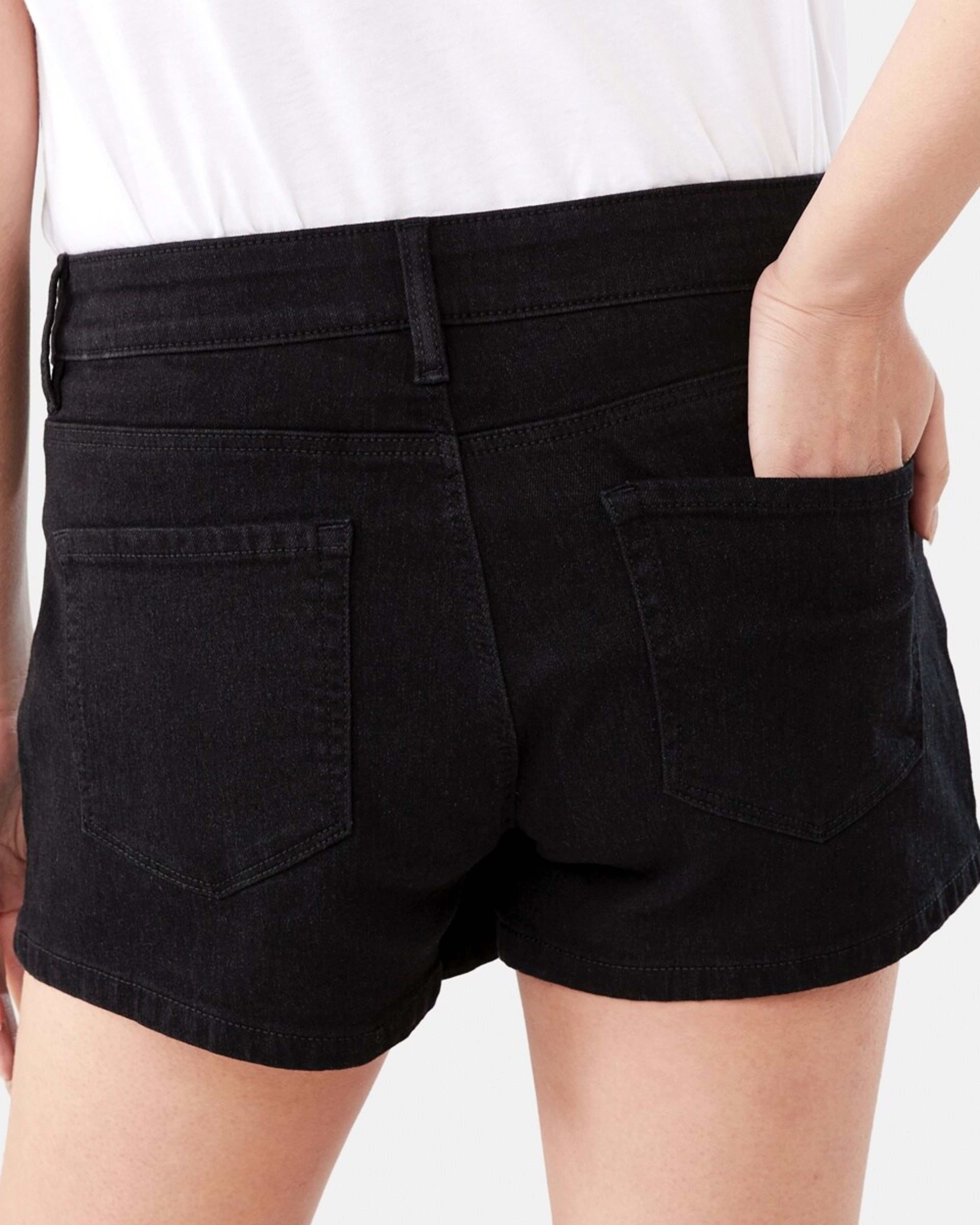 4 Mid Rise Denim Shorts BLACK WASH, 4 of 8