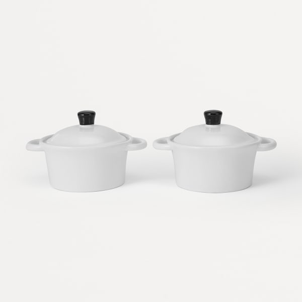 2 Pack White Ramekins with Lid