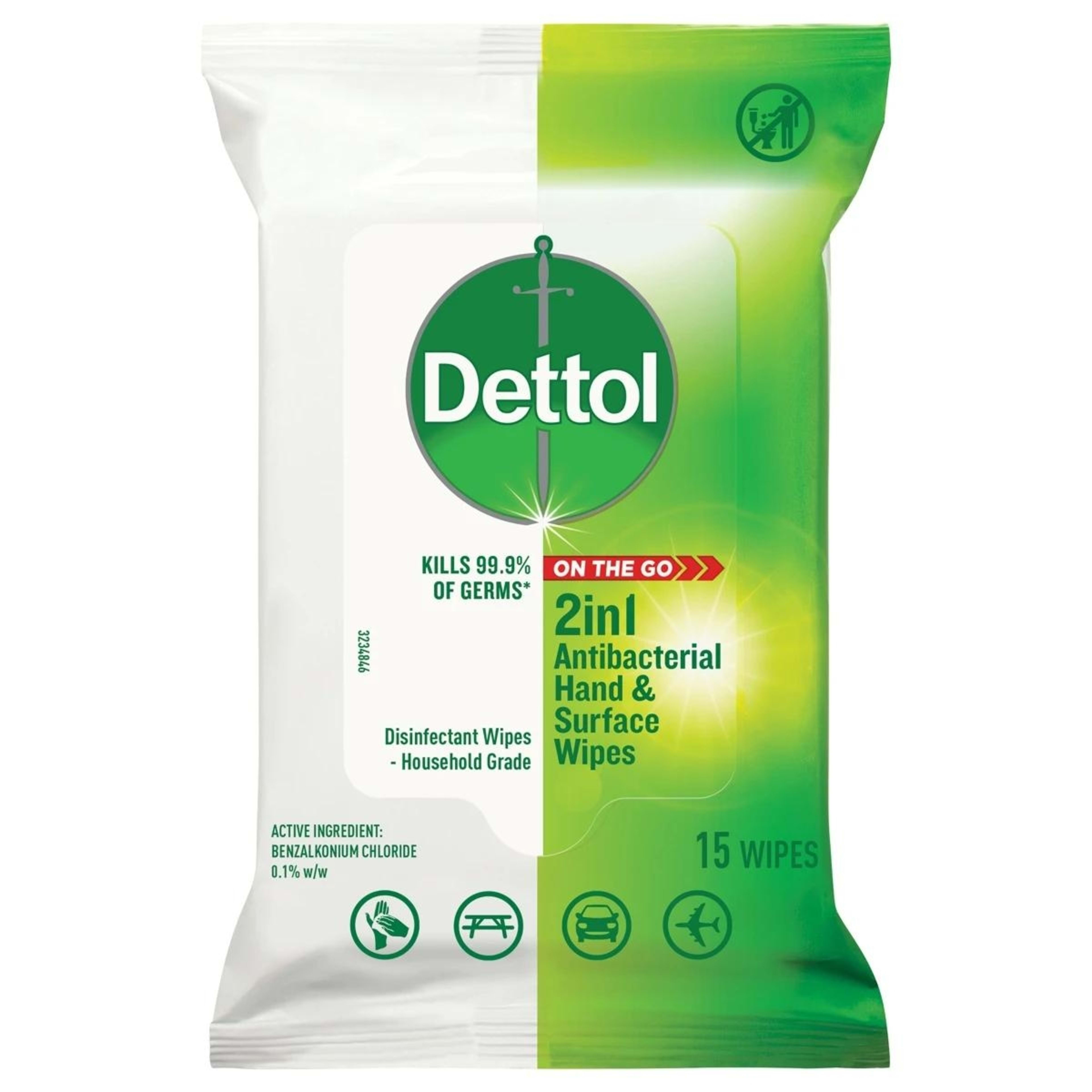 1 Dettol 15 Pack 2-in-1 Anti-Bacterial Wipes, 1 of 7