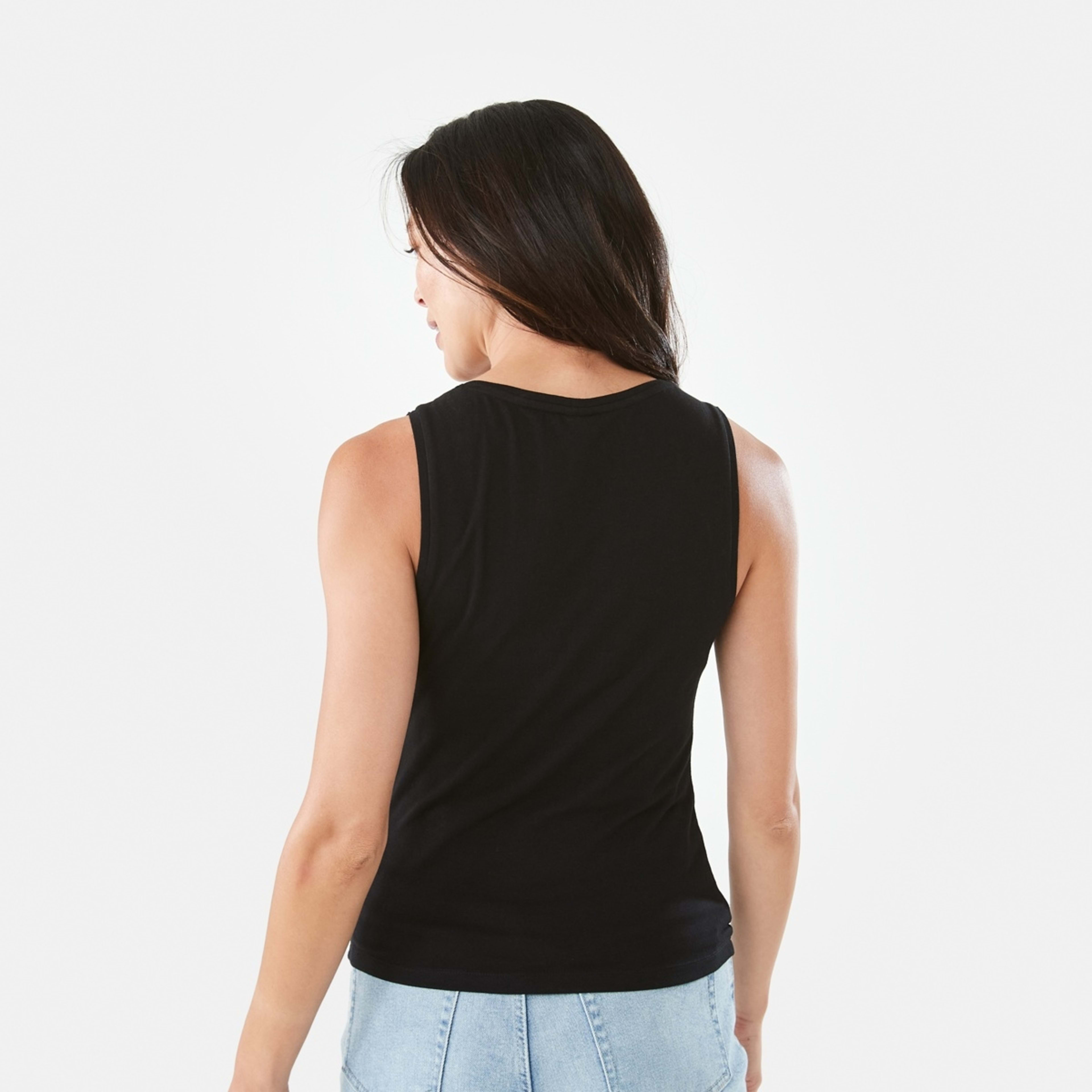 3 Sleeveless Stretch Tank Black, 3 of 6