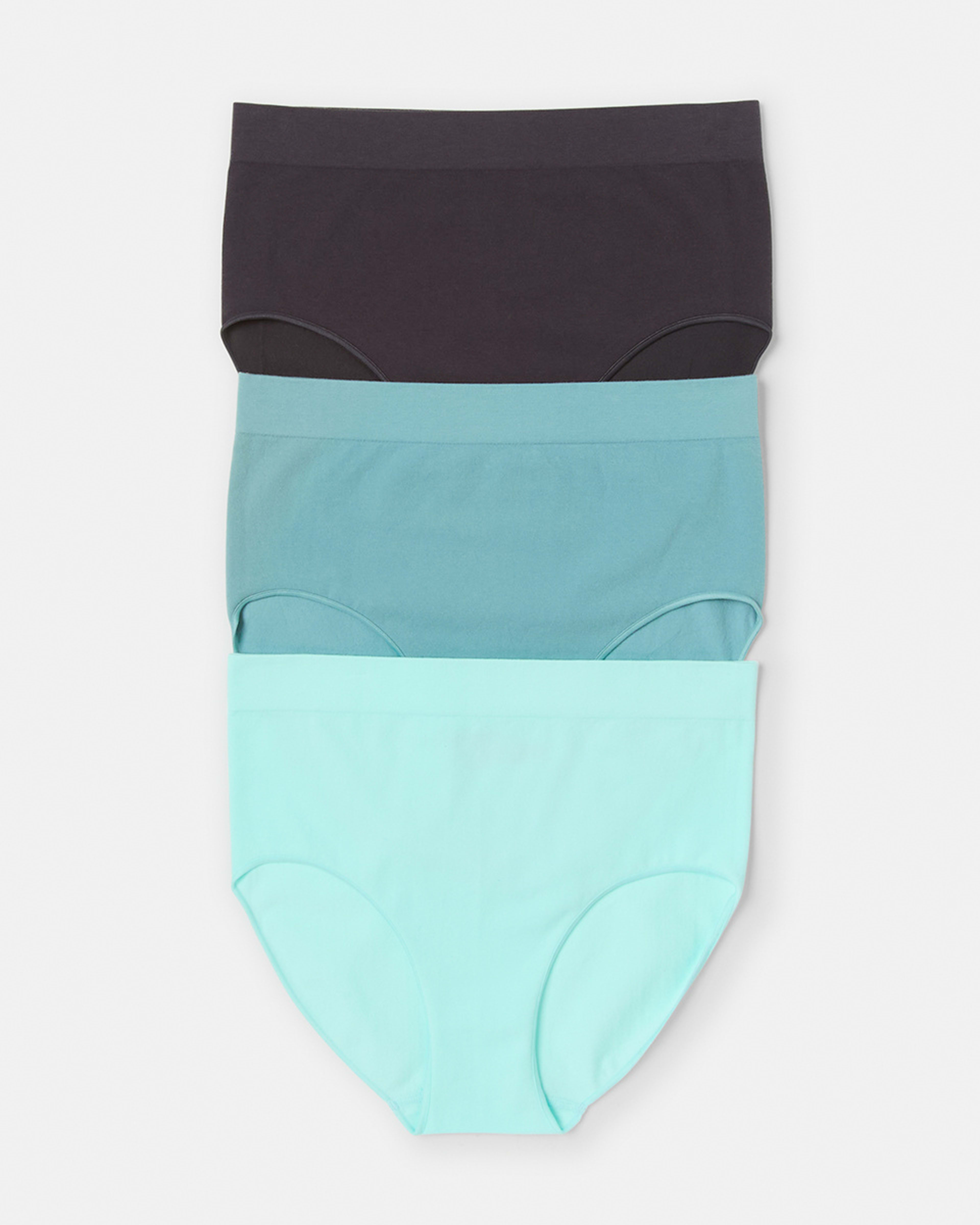 1 3 Pack Seamfree Cotton Full Briefs WASHED SLATE, SEAGRASS BLUE, BRIGHT TURQUOISE, 1 of 8