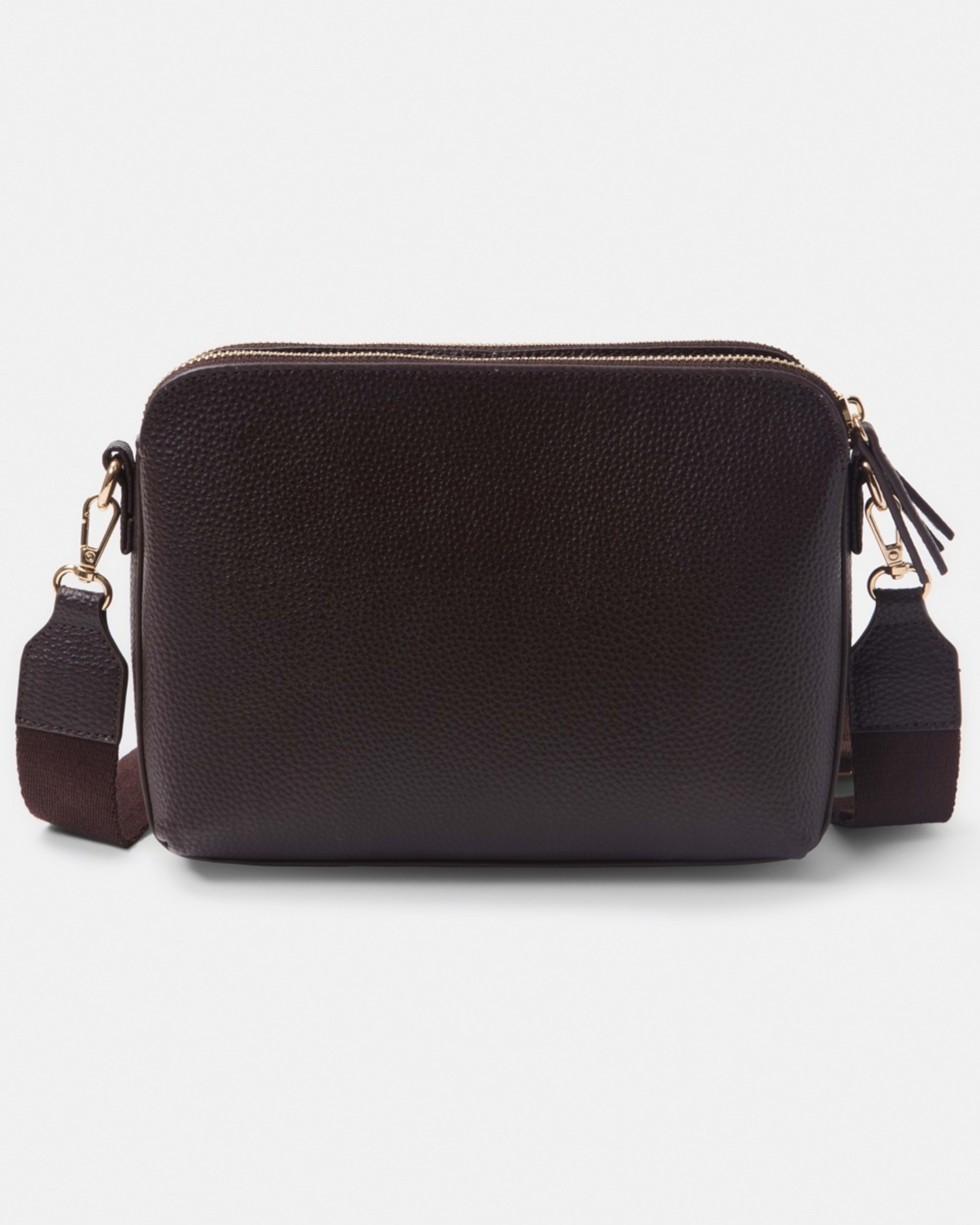 1 Double Pocket Crossbody Bag CHOCOLATE PLUM, 1 of 5