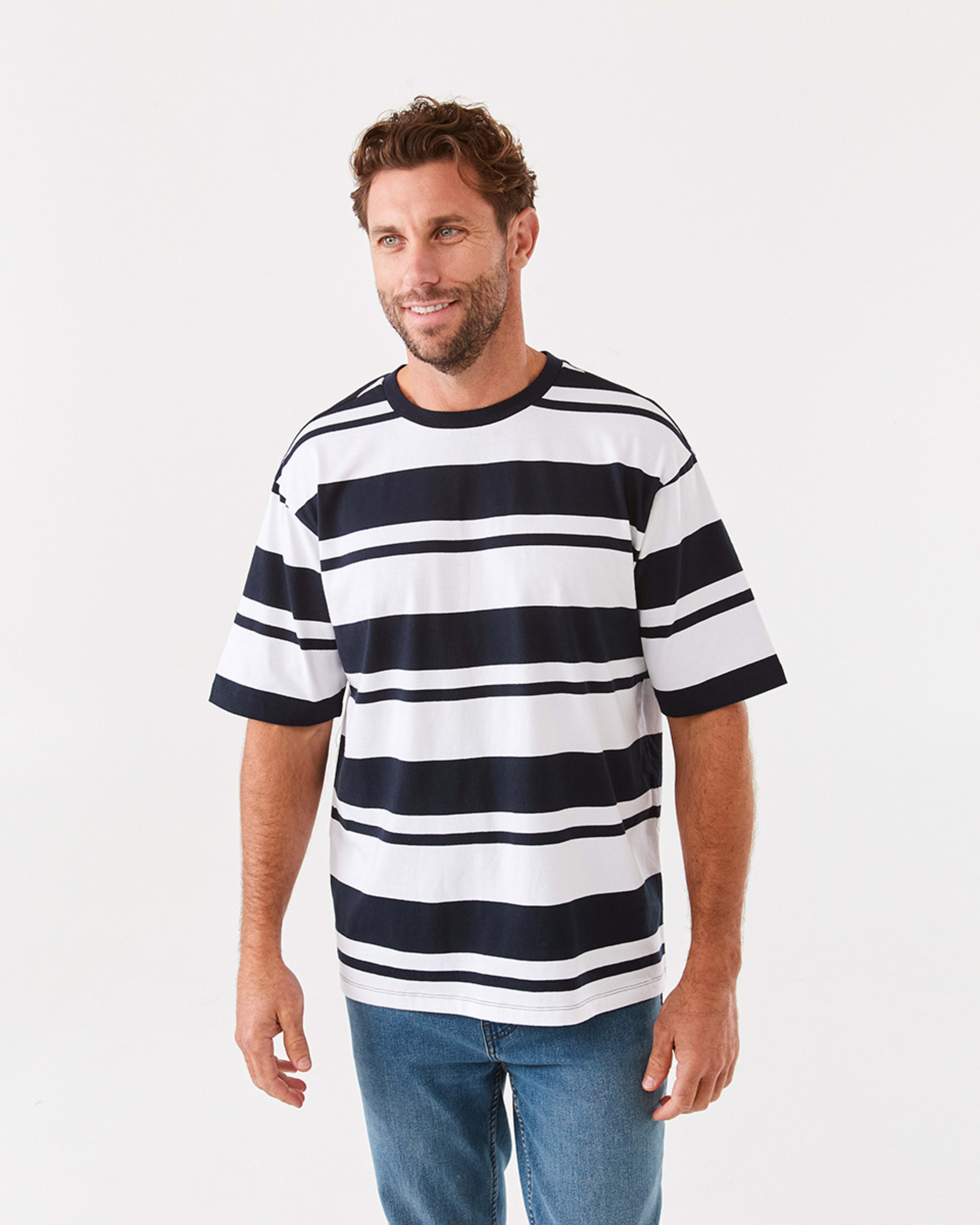 1 Oversized Striped T-Shirt Nvy Strp, 1 of 6
