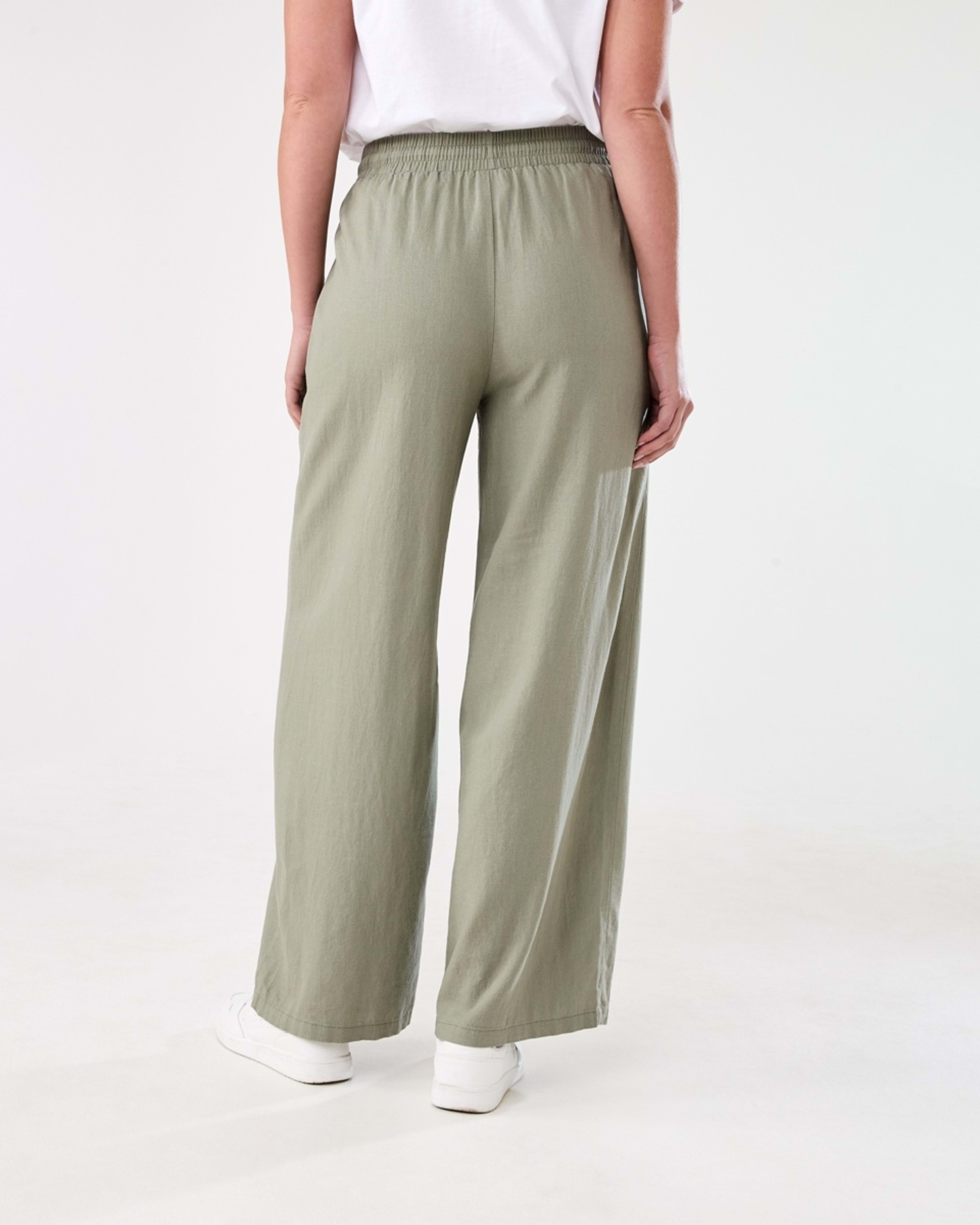 3 Linen Blend Wide Leg Pants LIGHT KHAKI, 3 of 5