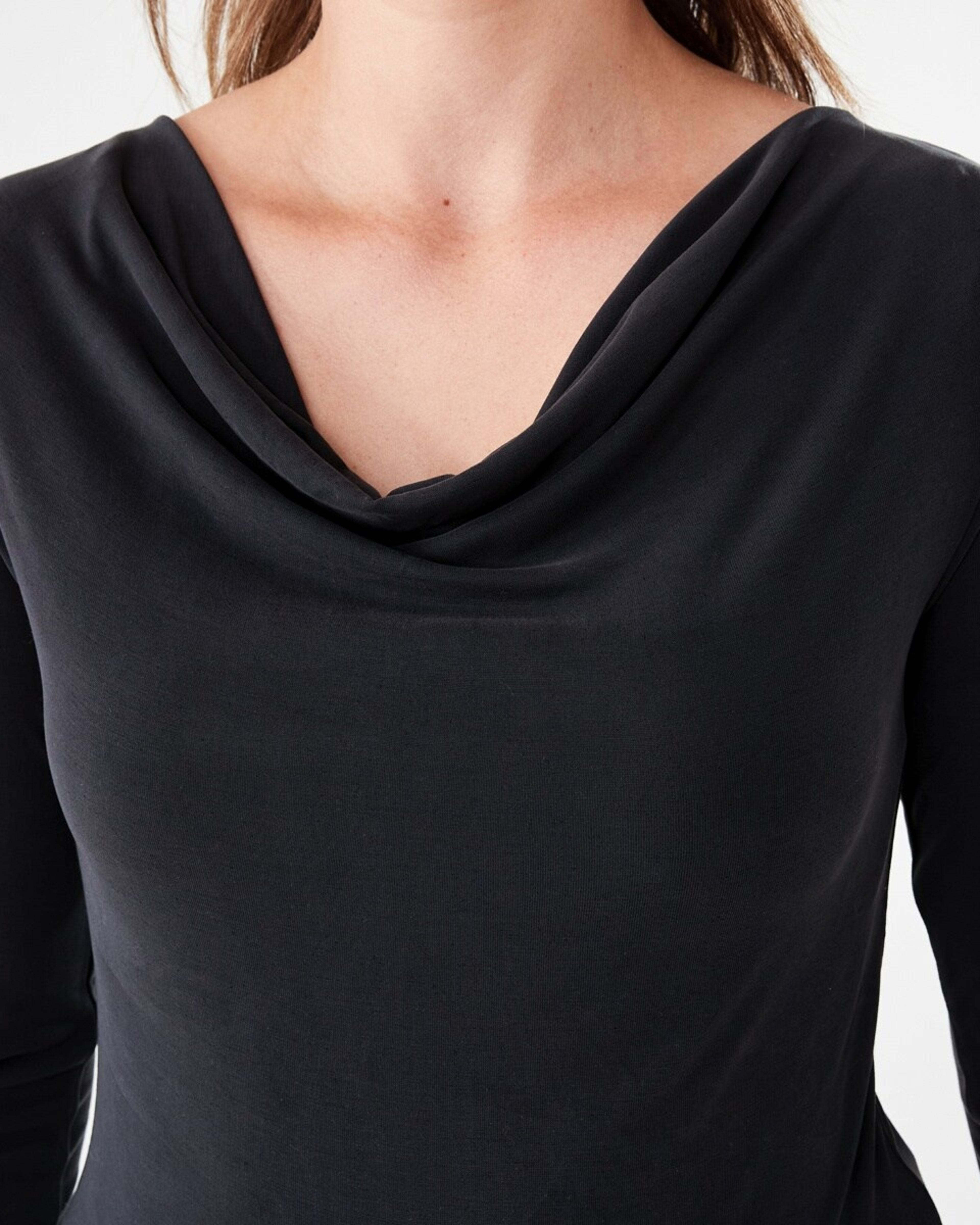 6 Long Sleeve Drape Cowl Neck Top BLACK, 6 of 6