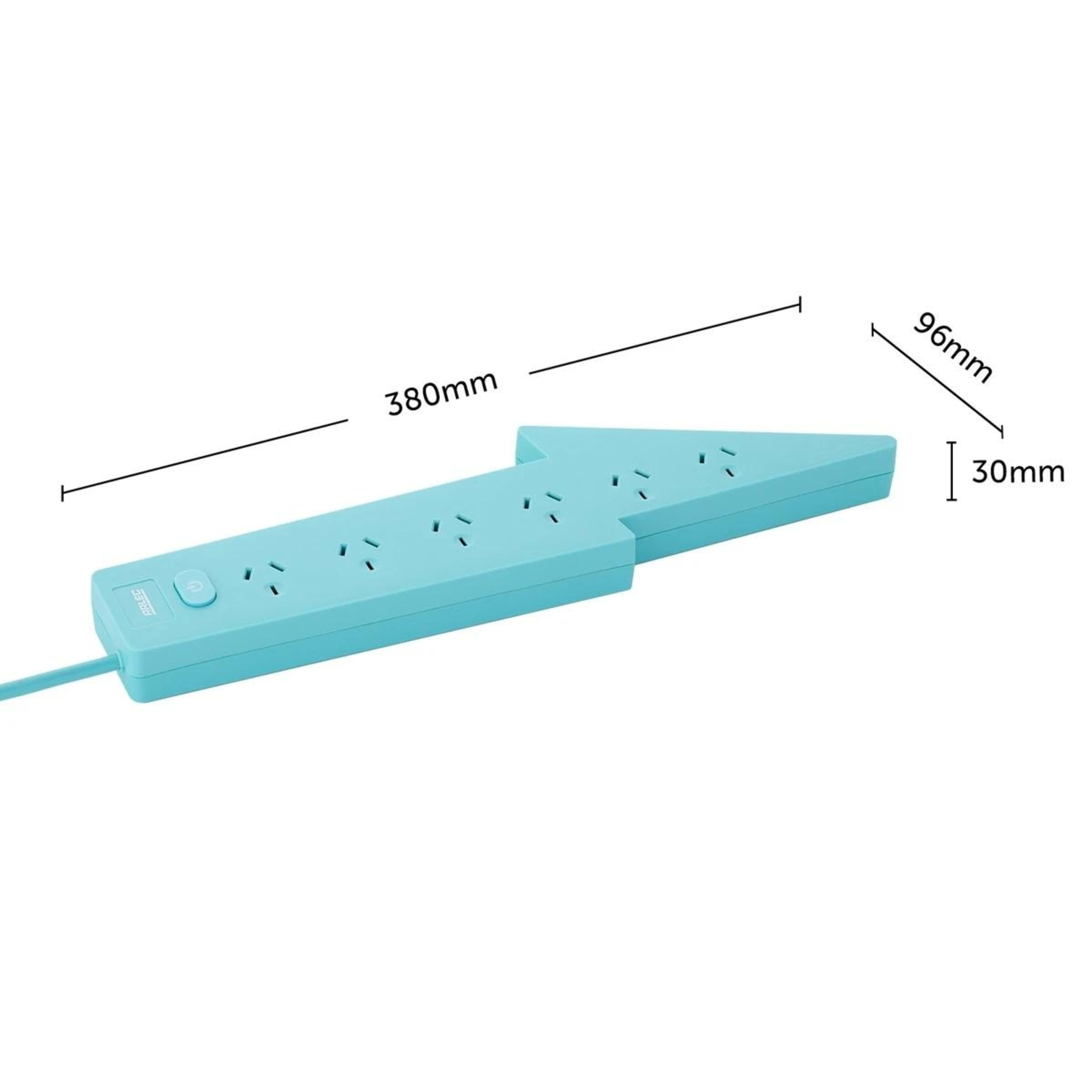 6 Arlec 6 Outlet  LightningMaster On/Off Switch Powerboard - Teal, 6 of 6