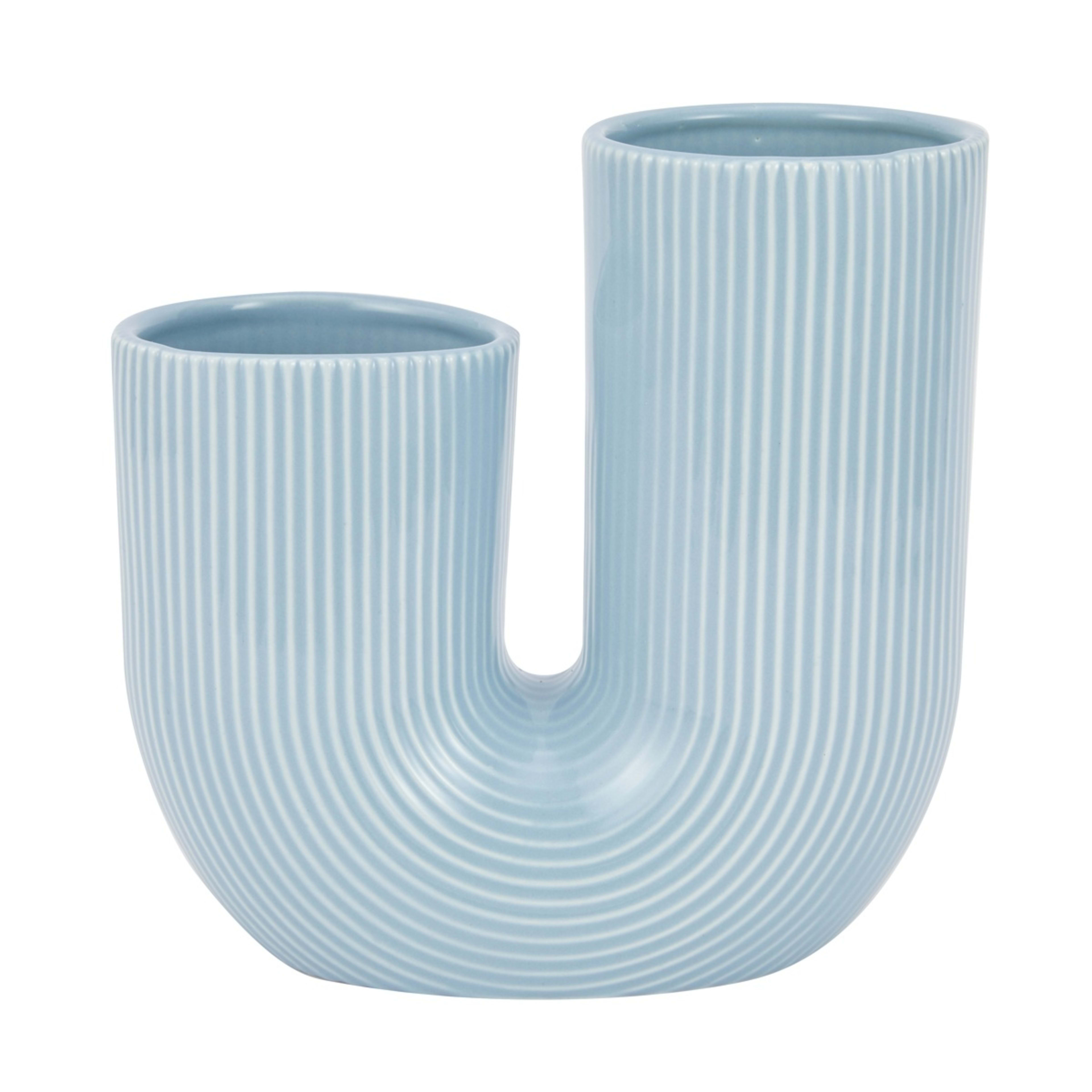 1 U Shape Blue Vase, 1 of 5