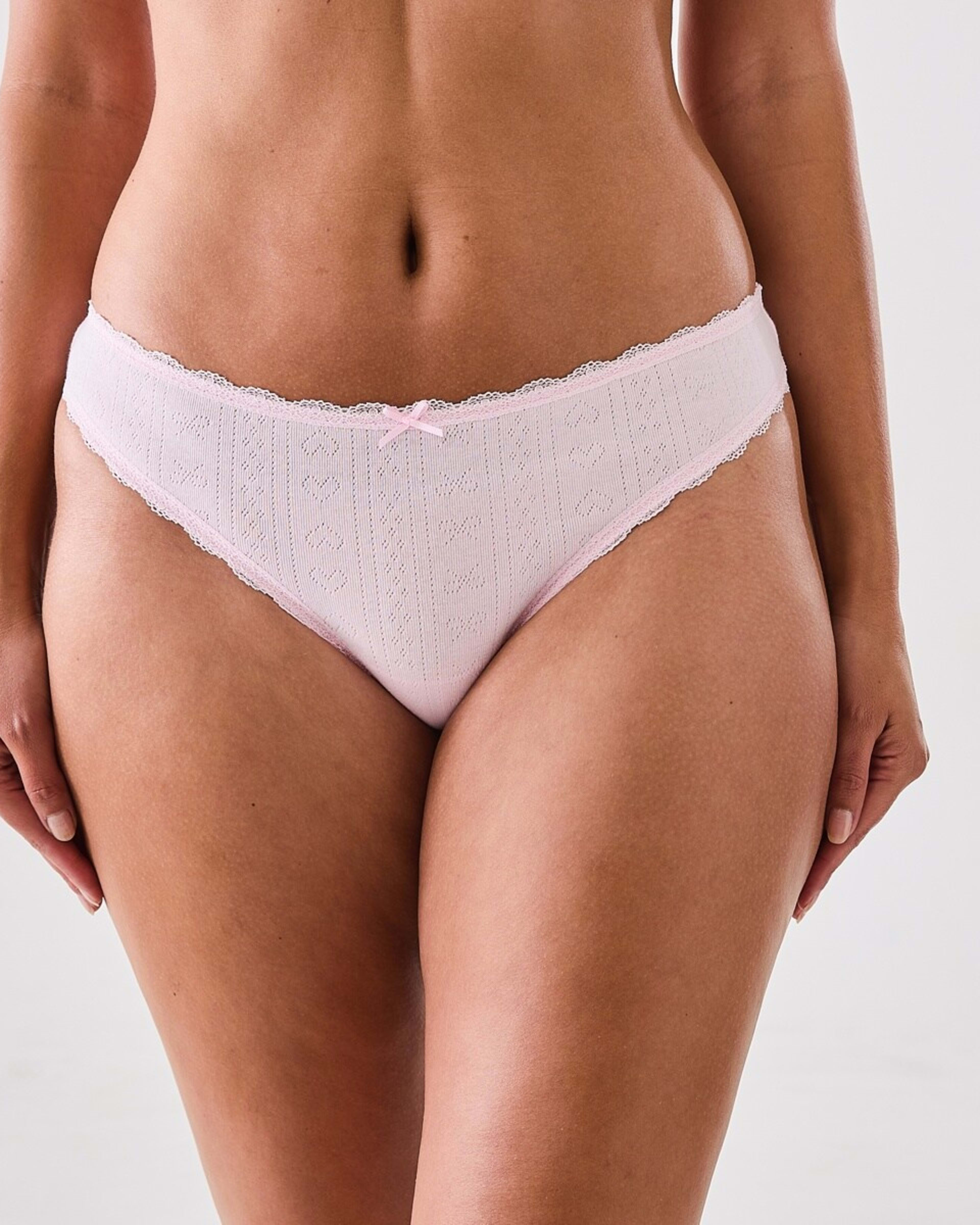 5 3 Pack Pointelle G-String Briefs Pink Bows, 5 of 9