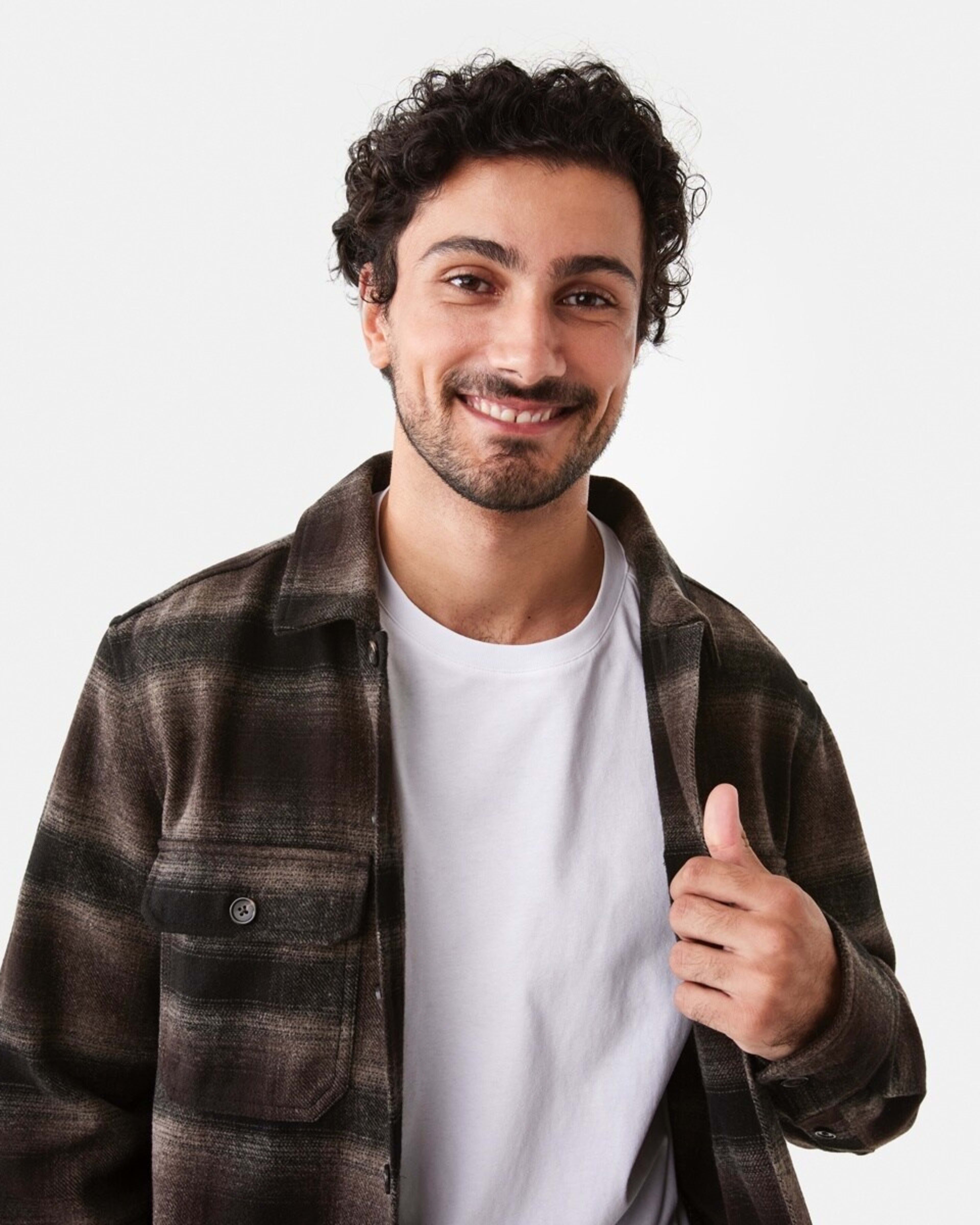 5 Long Sleeve Check Overshirt Brn Check, 5 of 7