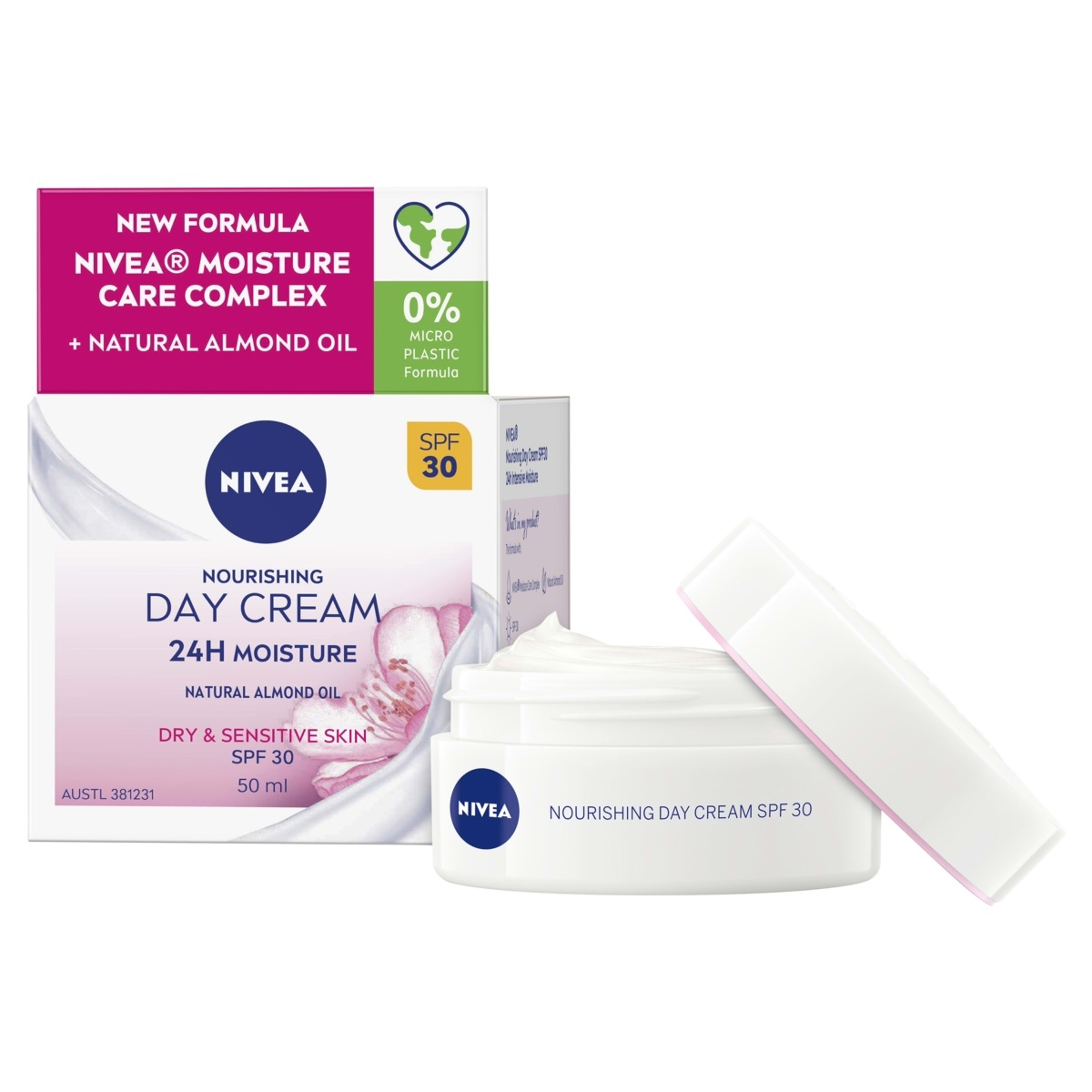 3 Nivea Nourishing Day Cream SPF 30 50ml - Natural Almond Oil, 3 of 9