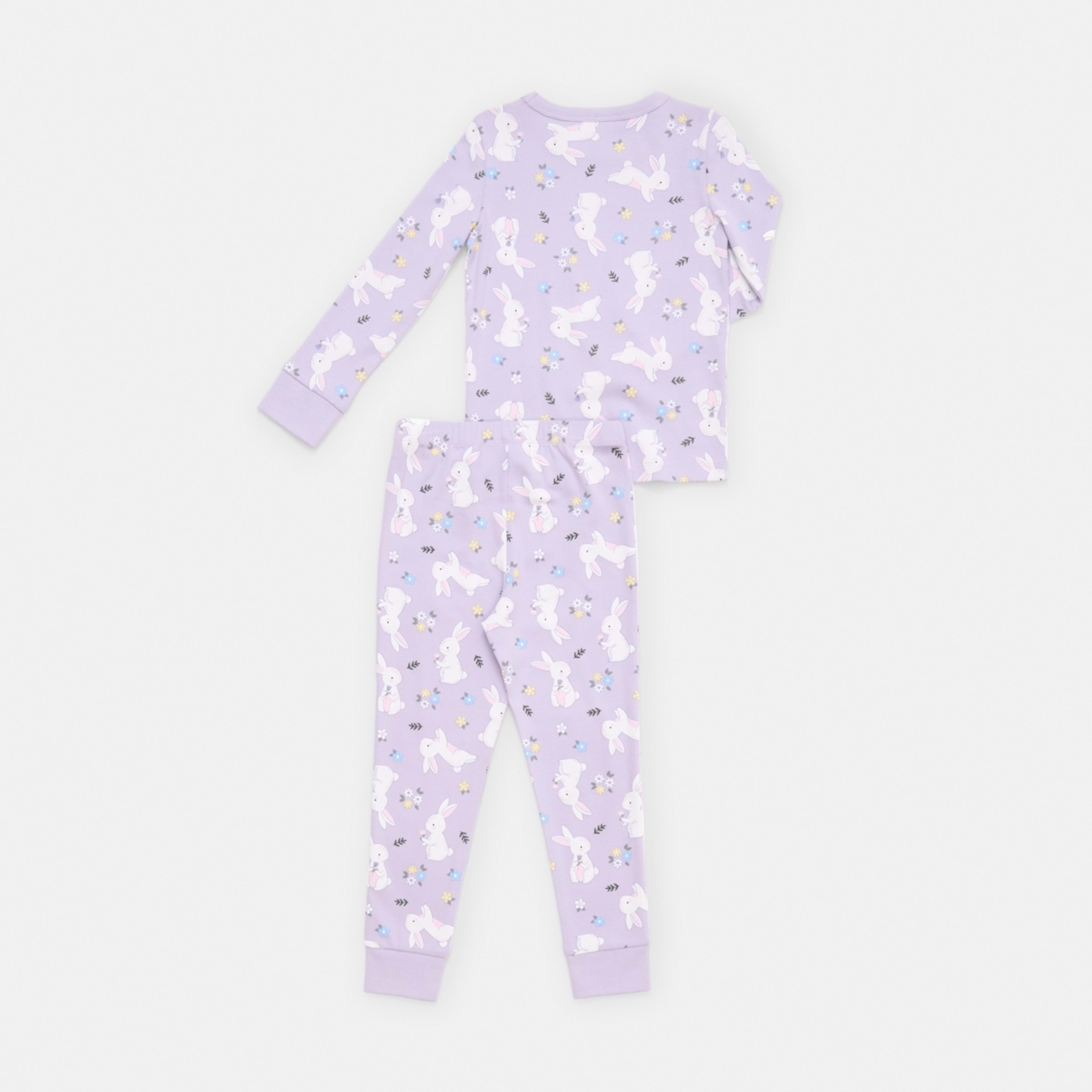 7 Rib Pyjama Set Bunnies Lilac, 7 of 9