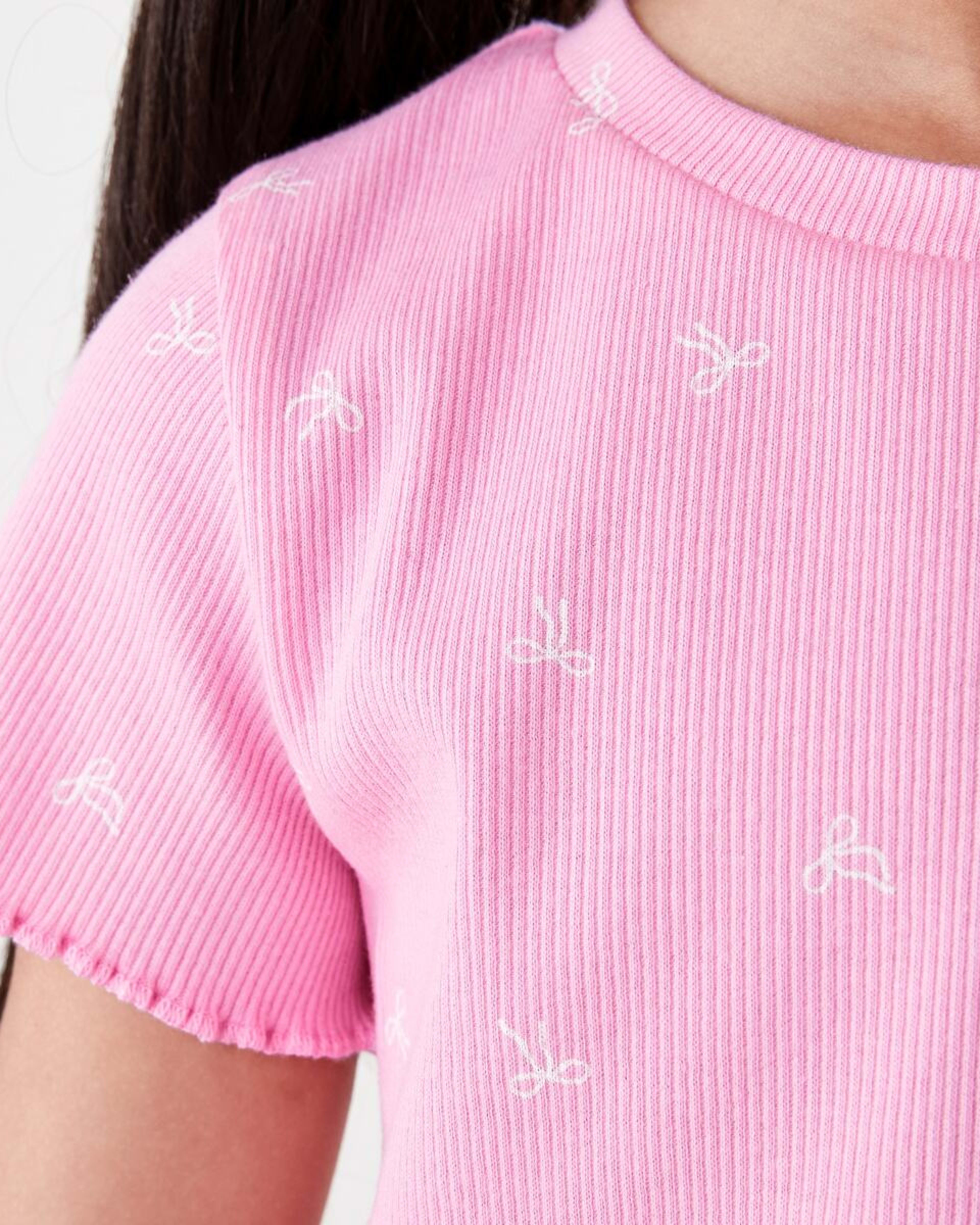 5 Short Sleeve Rib T-shirt CUTE BOWS PRISMATIC PINK, 5 of 7