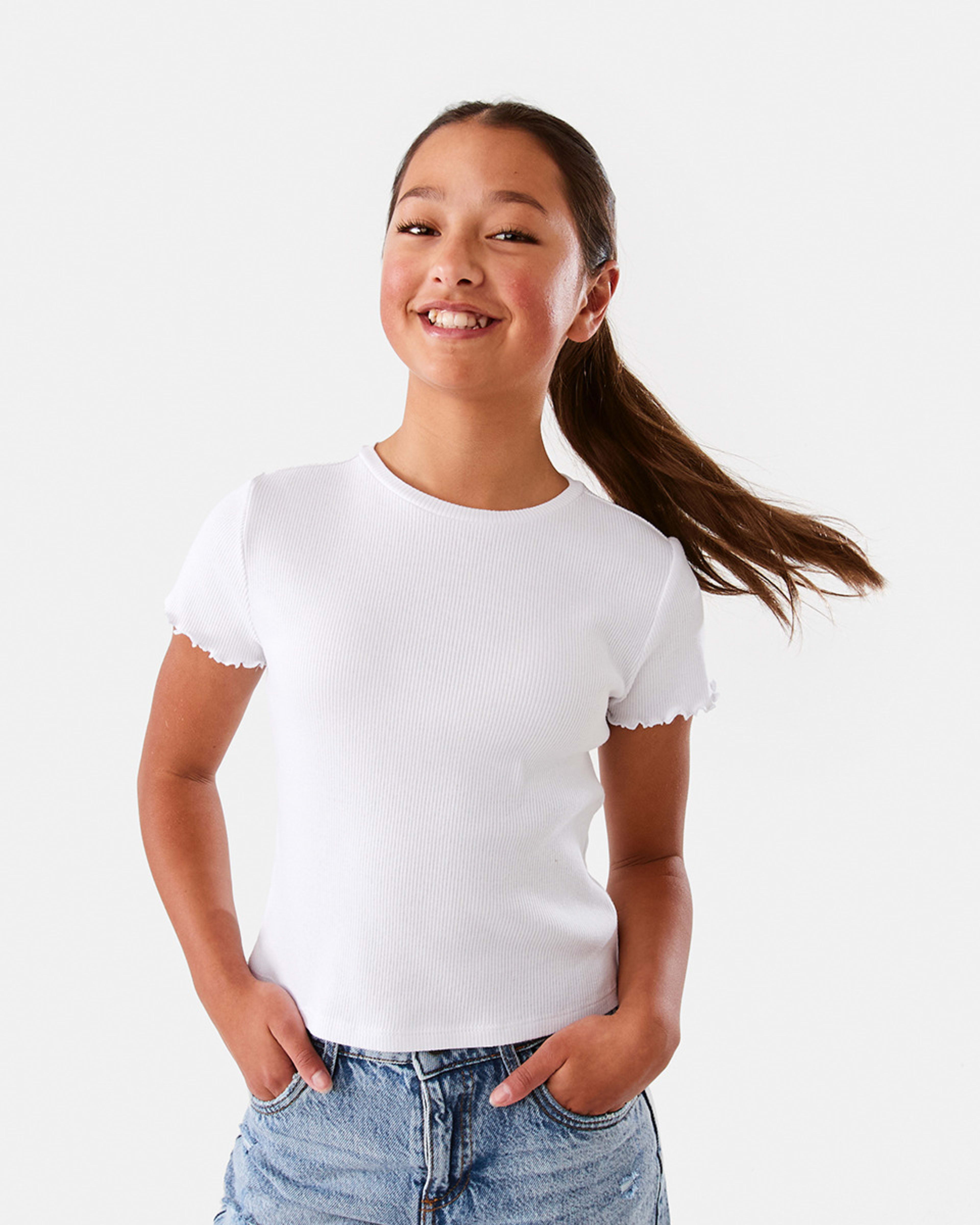 1 Short Sleeve Rib Top White, 1 of 10