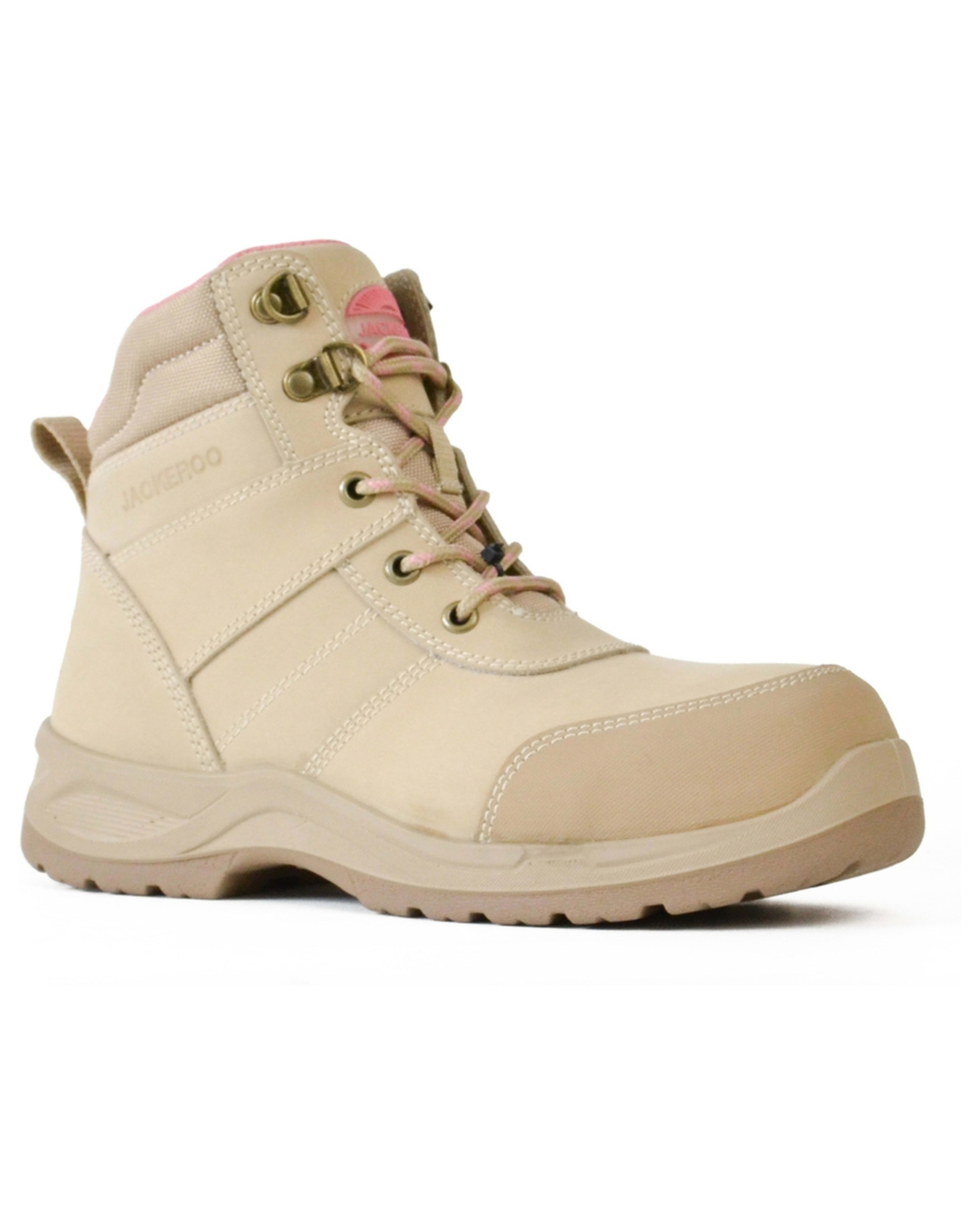 1 Side Zip Work Boots Beige Sand