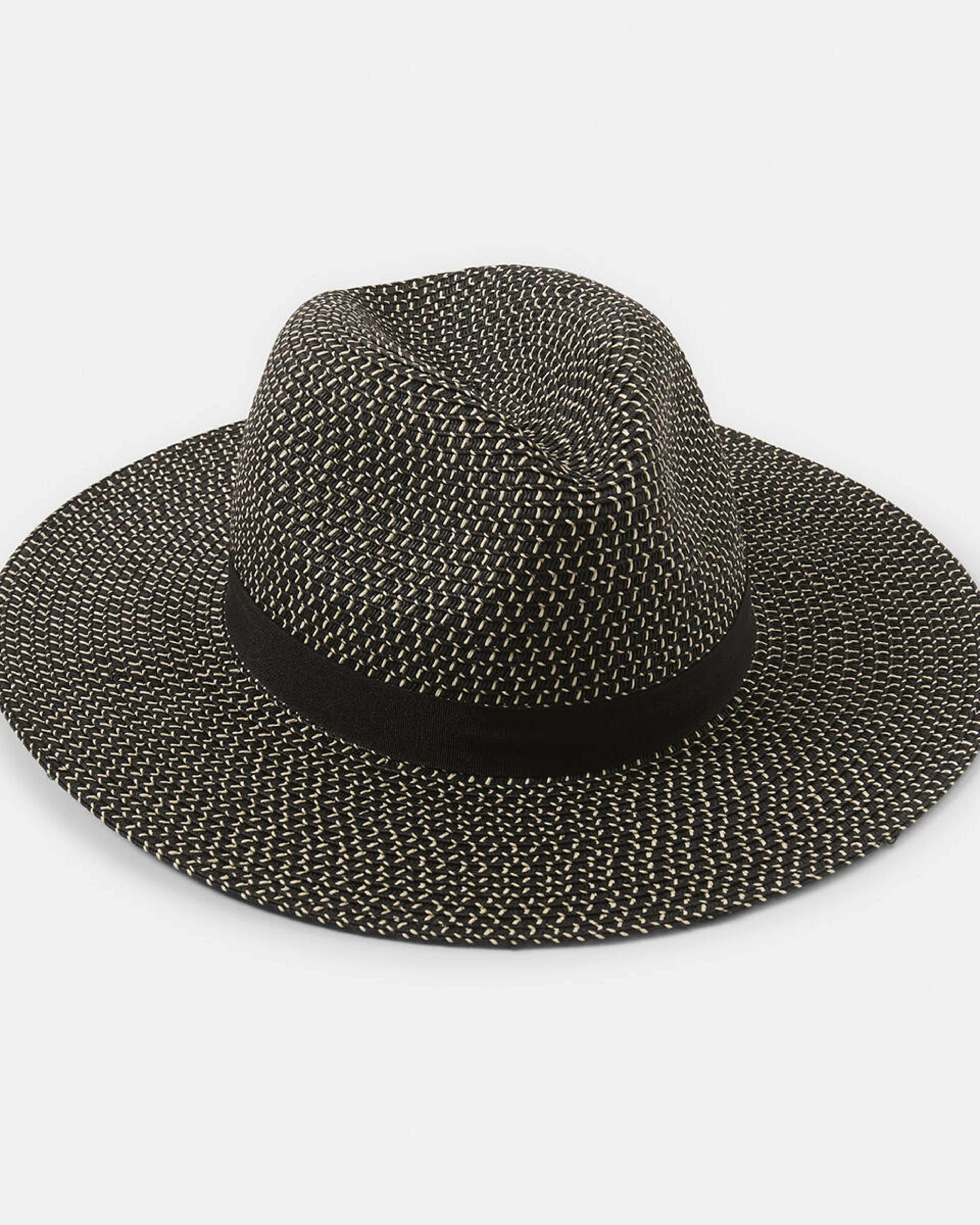 1 Melange Fedora Hat Black