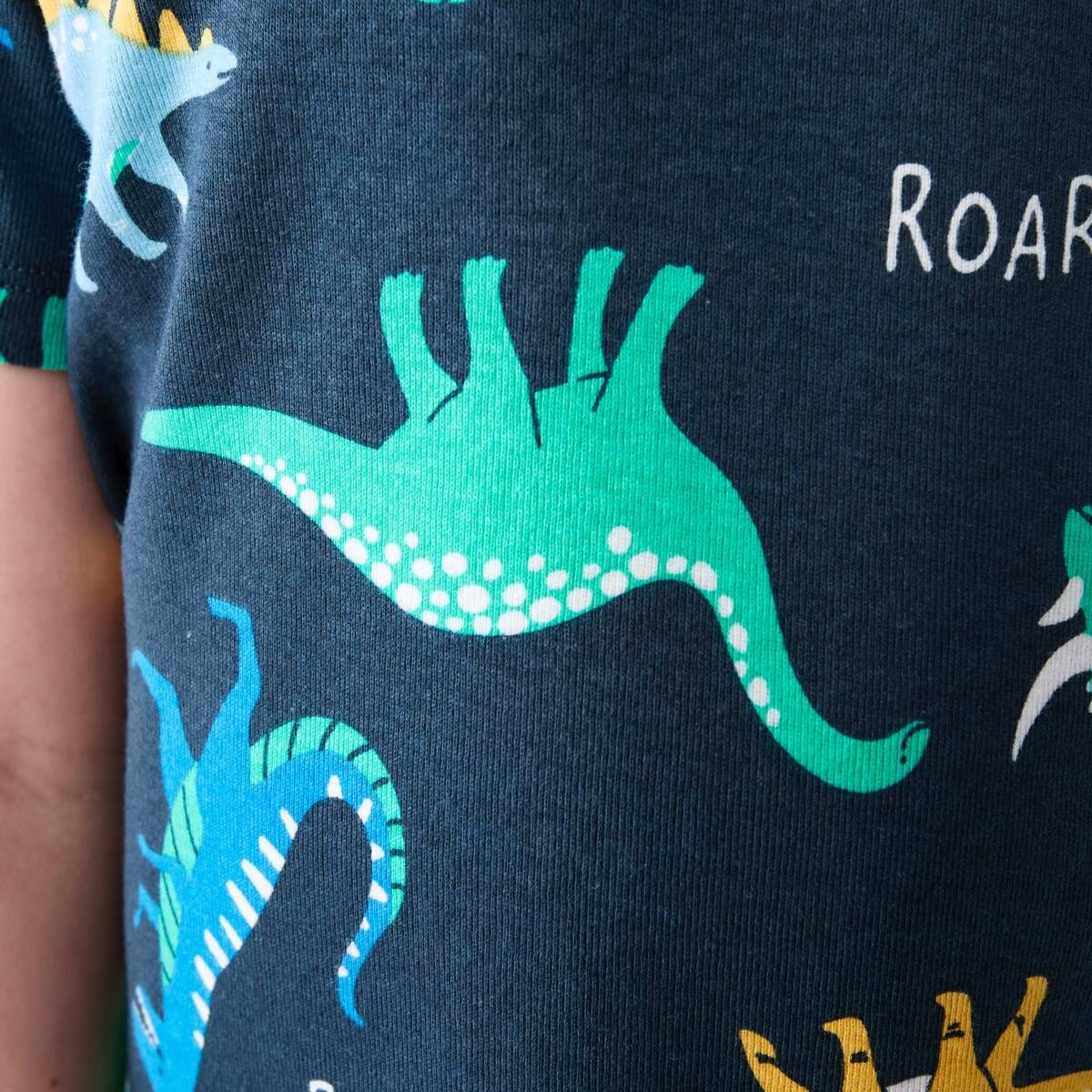 4 Short Sleeve Rib Knit Pyjama Set Multidinos, 4 of 10