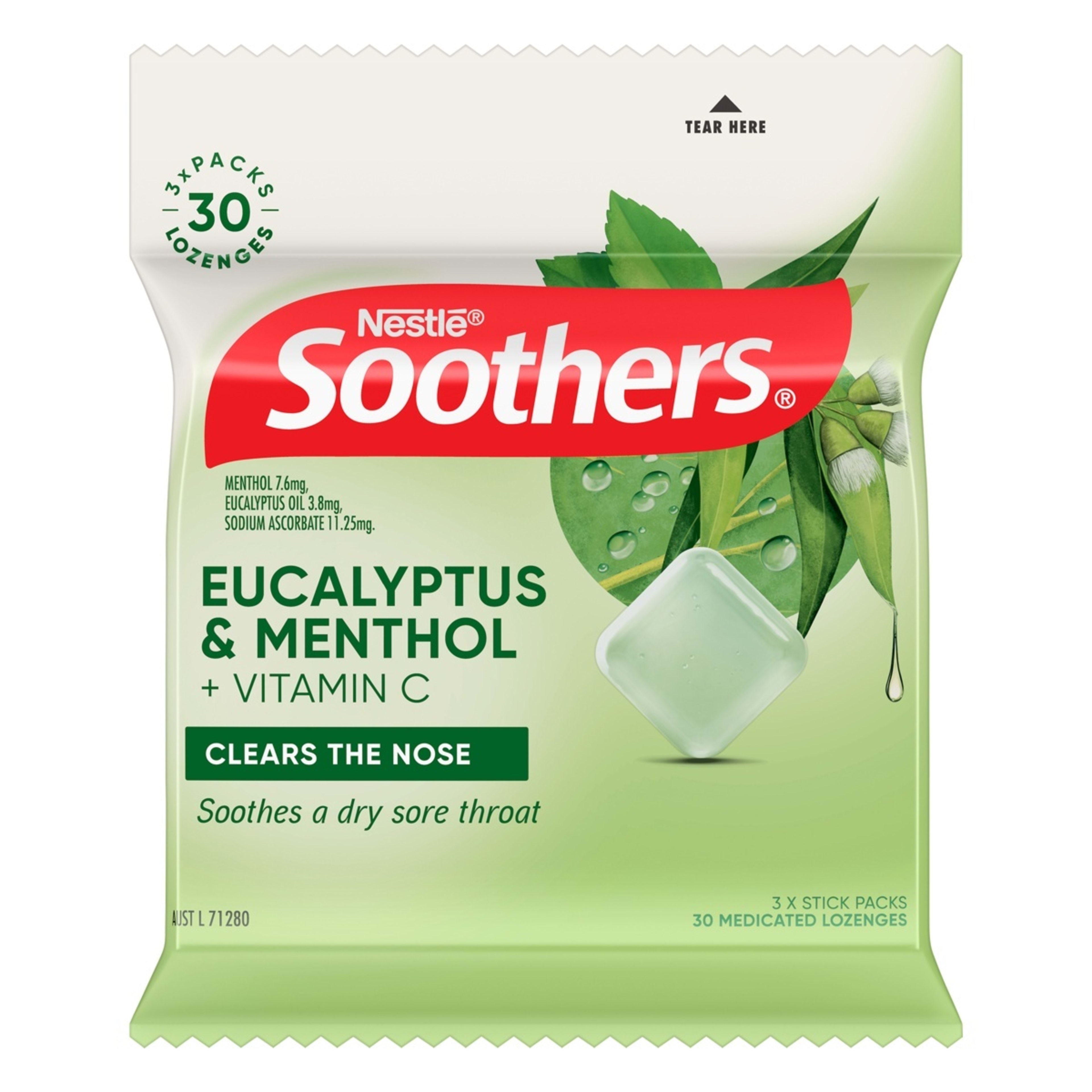 1 3 Pack Nestle Soothers Eucalyptus & Menthol Lozenges, 1 of 4