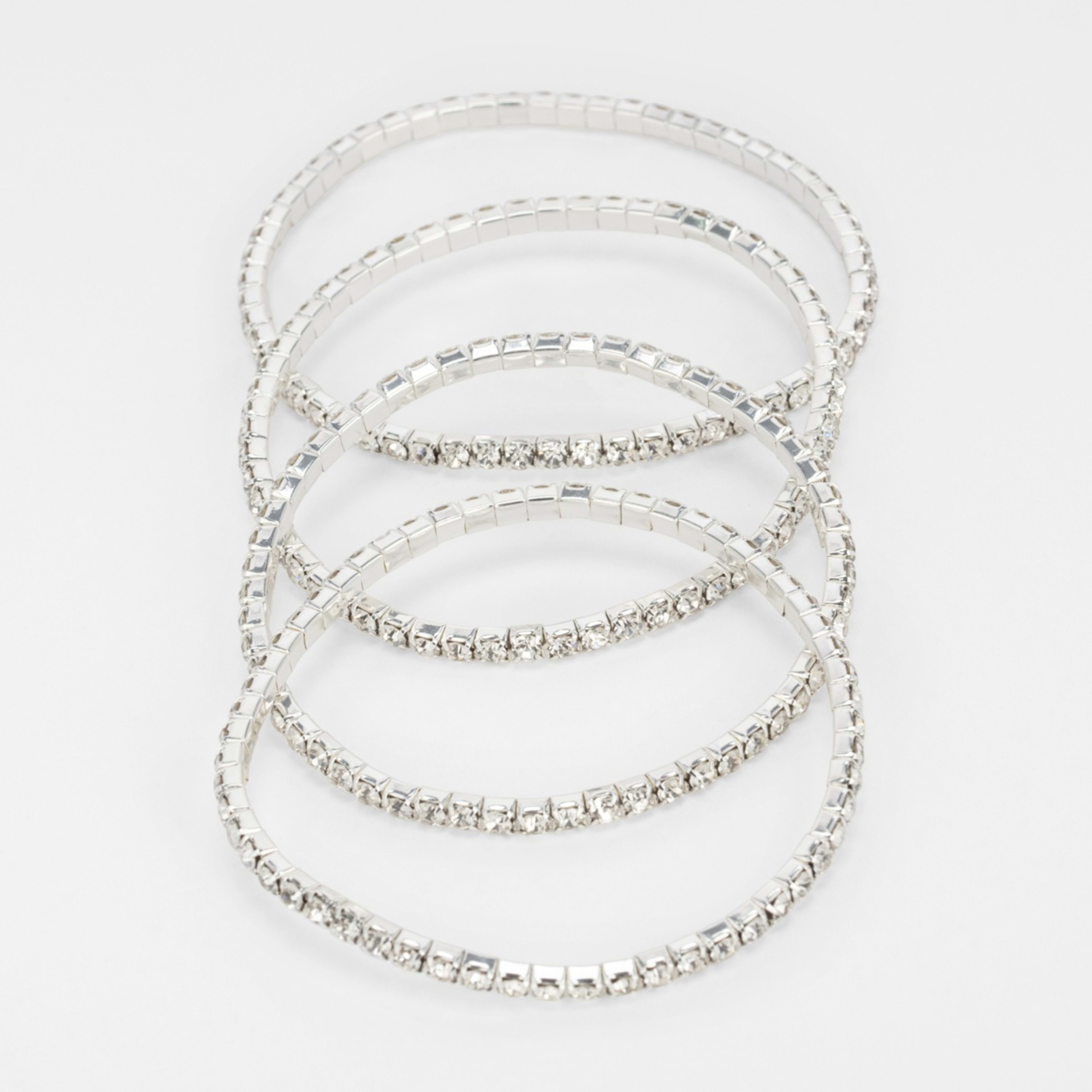 2 4 Pack Diamante Stretch Bracelet - Silver Tone, 2 of 3