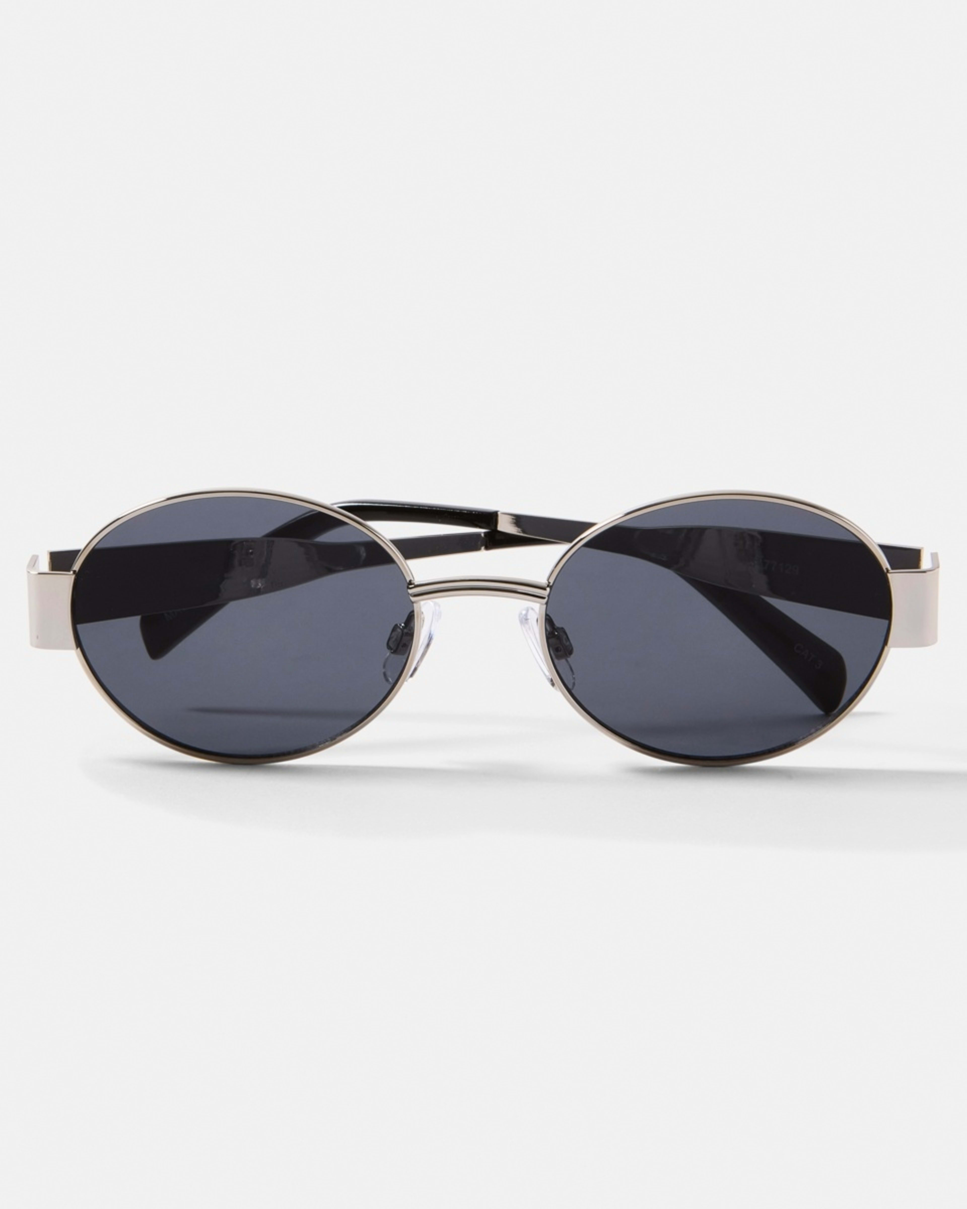 1 Oval Metal Sunglasses Silver, 1 of 6