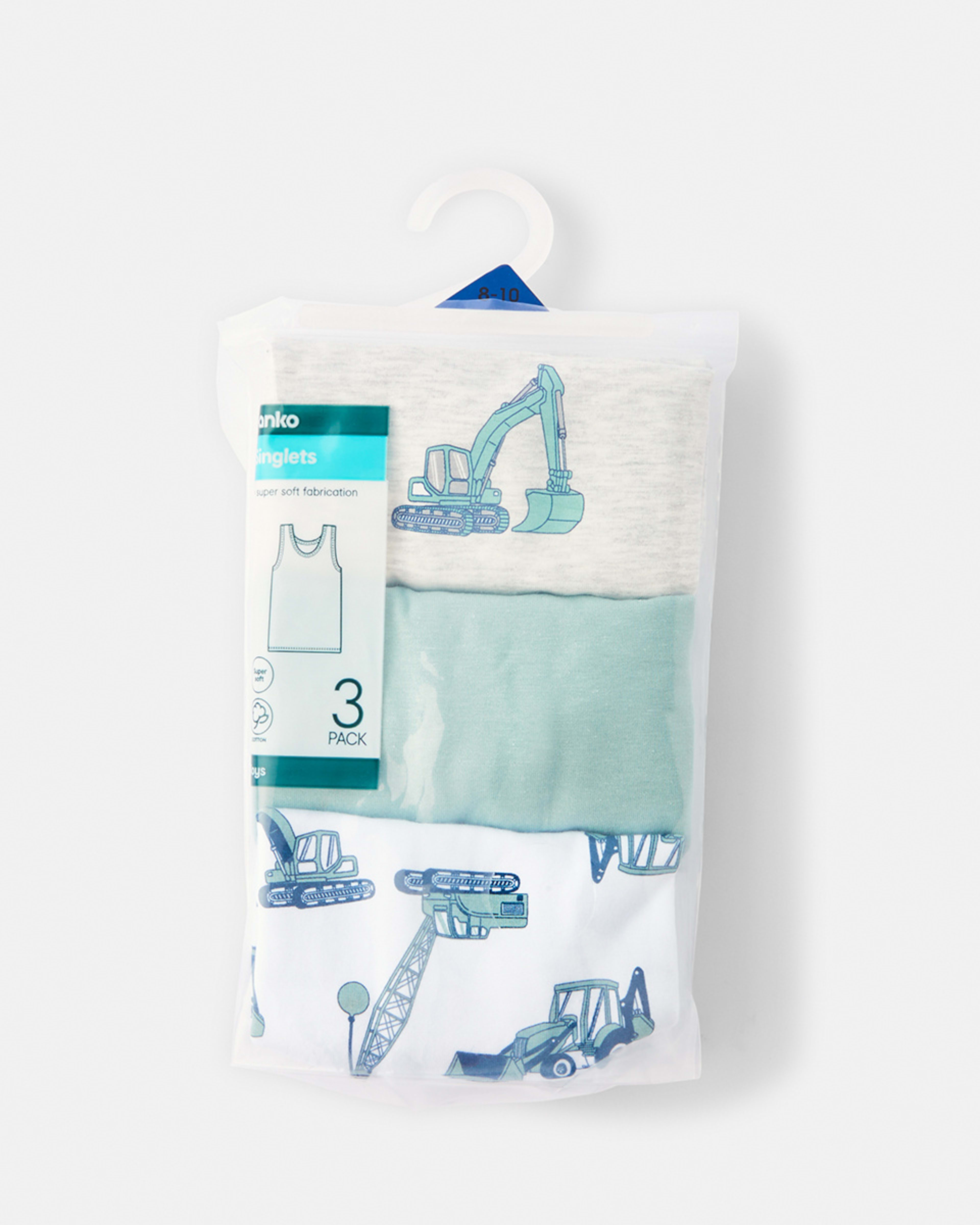 6 3 Pack Super Soft Singlets Digger, 6 of 6