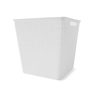 15.5L Linen Weave Rectangle Basket - White