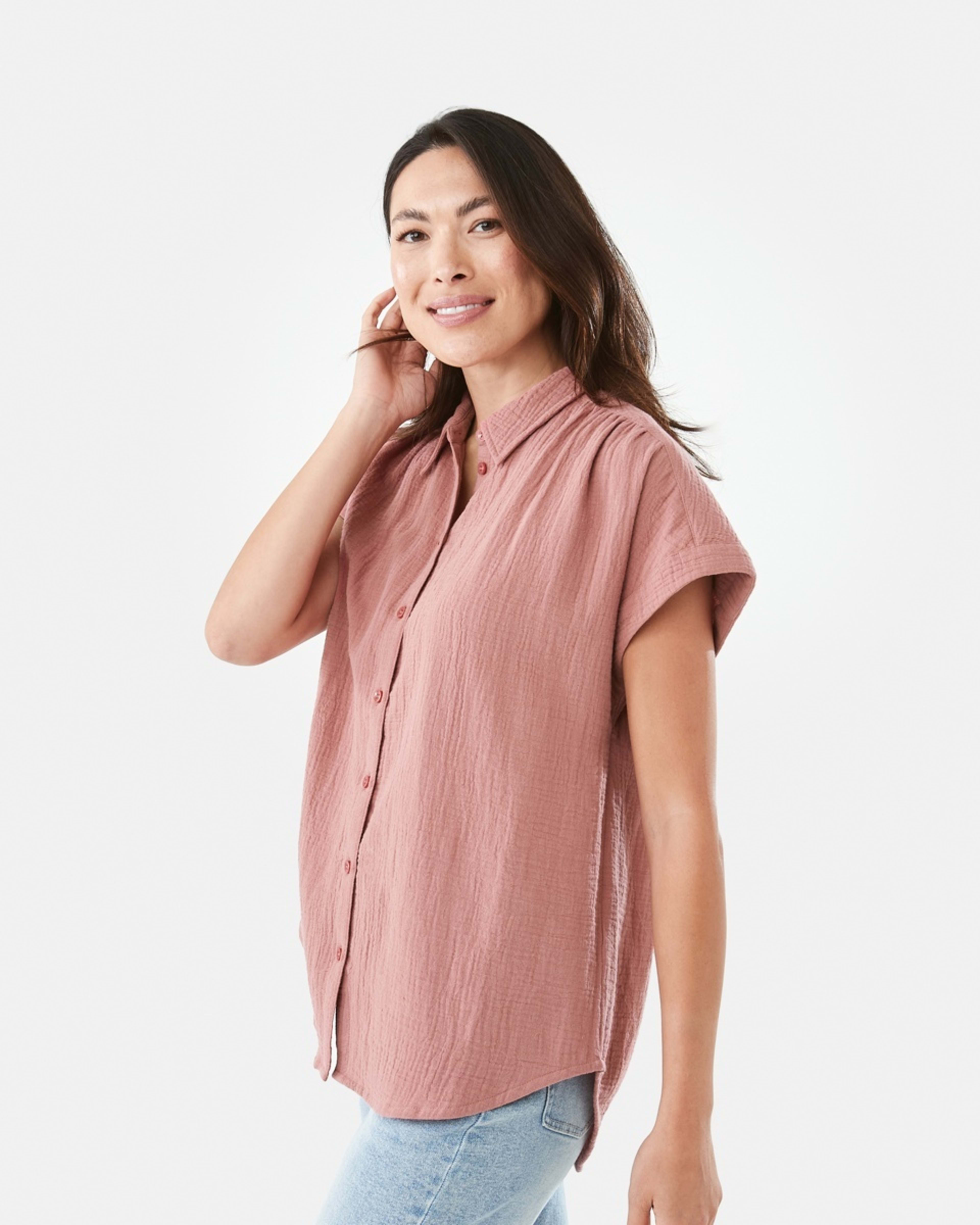 2 Short Sleeve Double Cloth Top Soft Red, 2 of 7