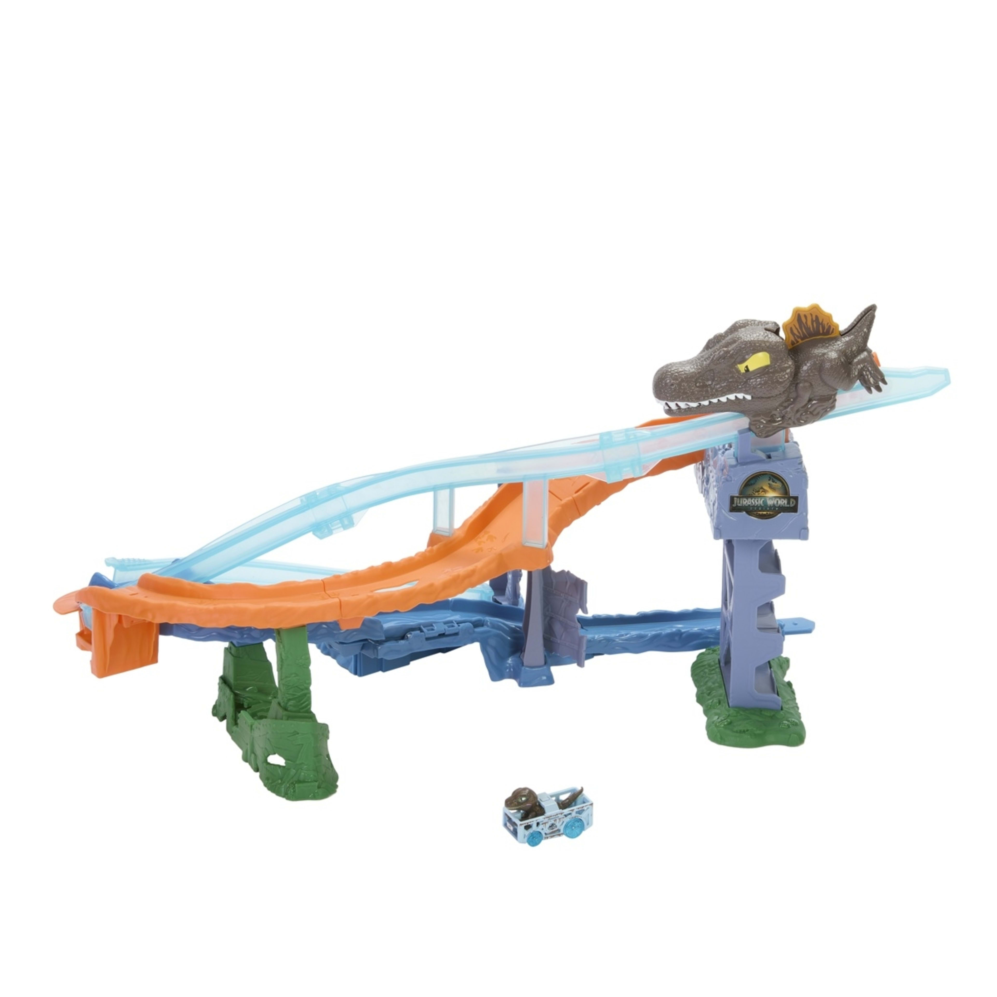 1 Hot Wheels RacerVerse Jurassic World Crash & Splash Track Set, 1 of 6