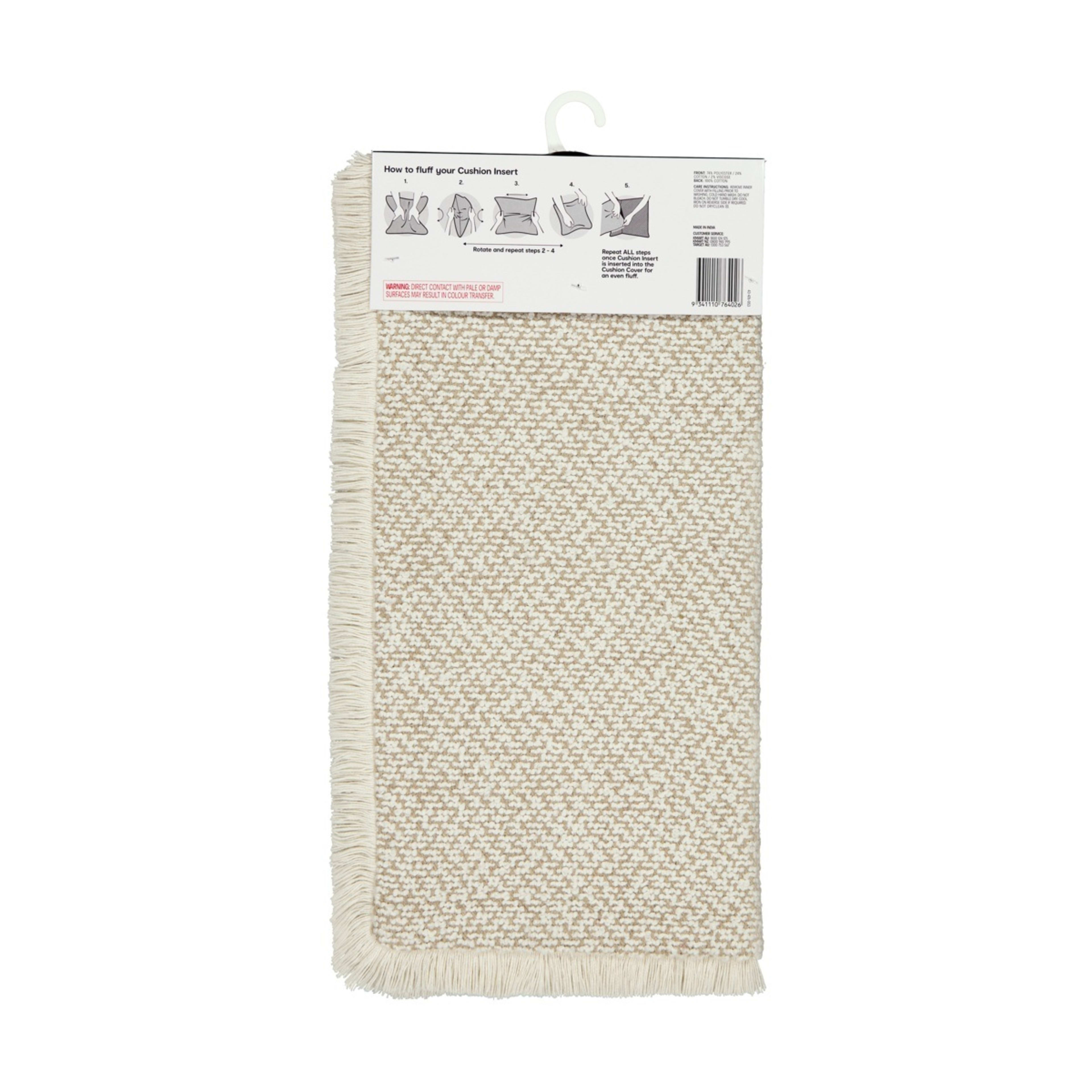 9 50cm Fringed Cushion Cover - Beige, 9 of 9