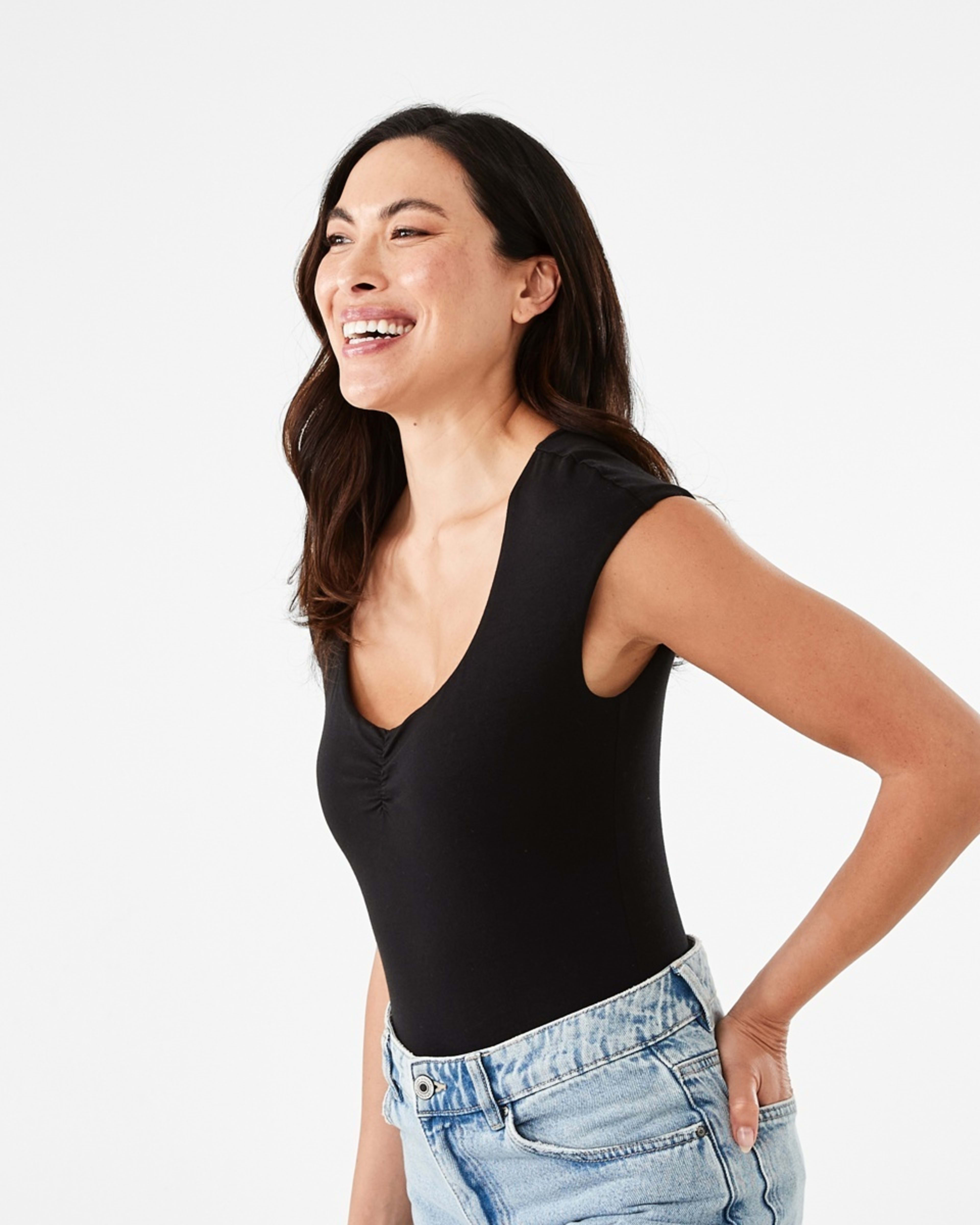 3 Cap Sleeve Bodysuit Black, 3 of 6