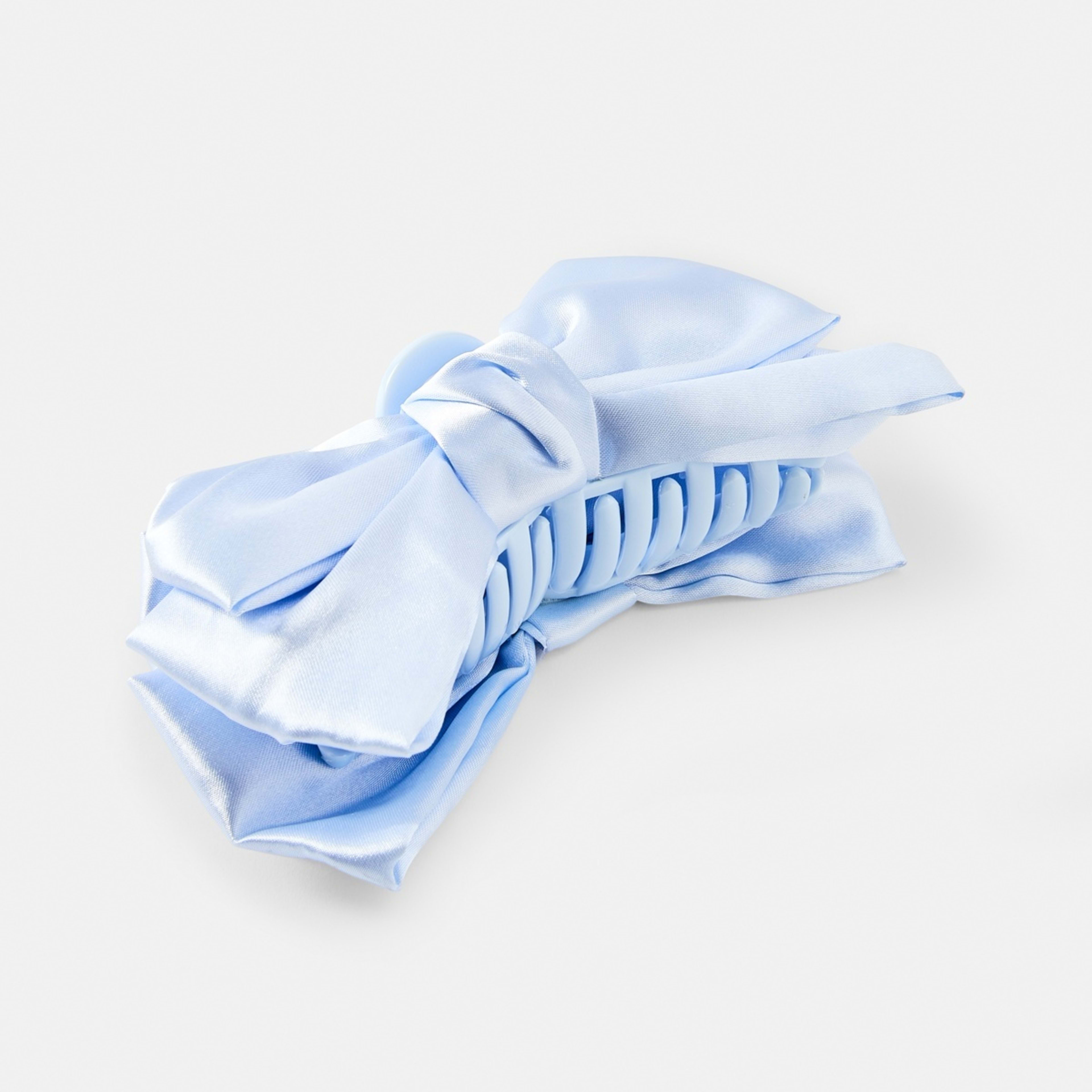1 Blue Fabric Bow Claw Hair Clip