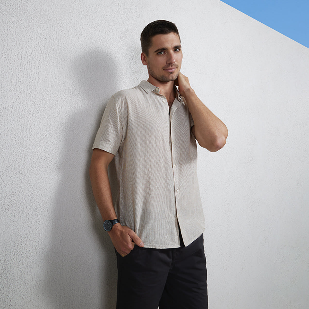 Short Sleeve Linen Blend Shirt - Kmart