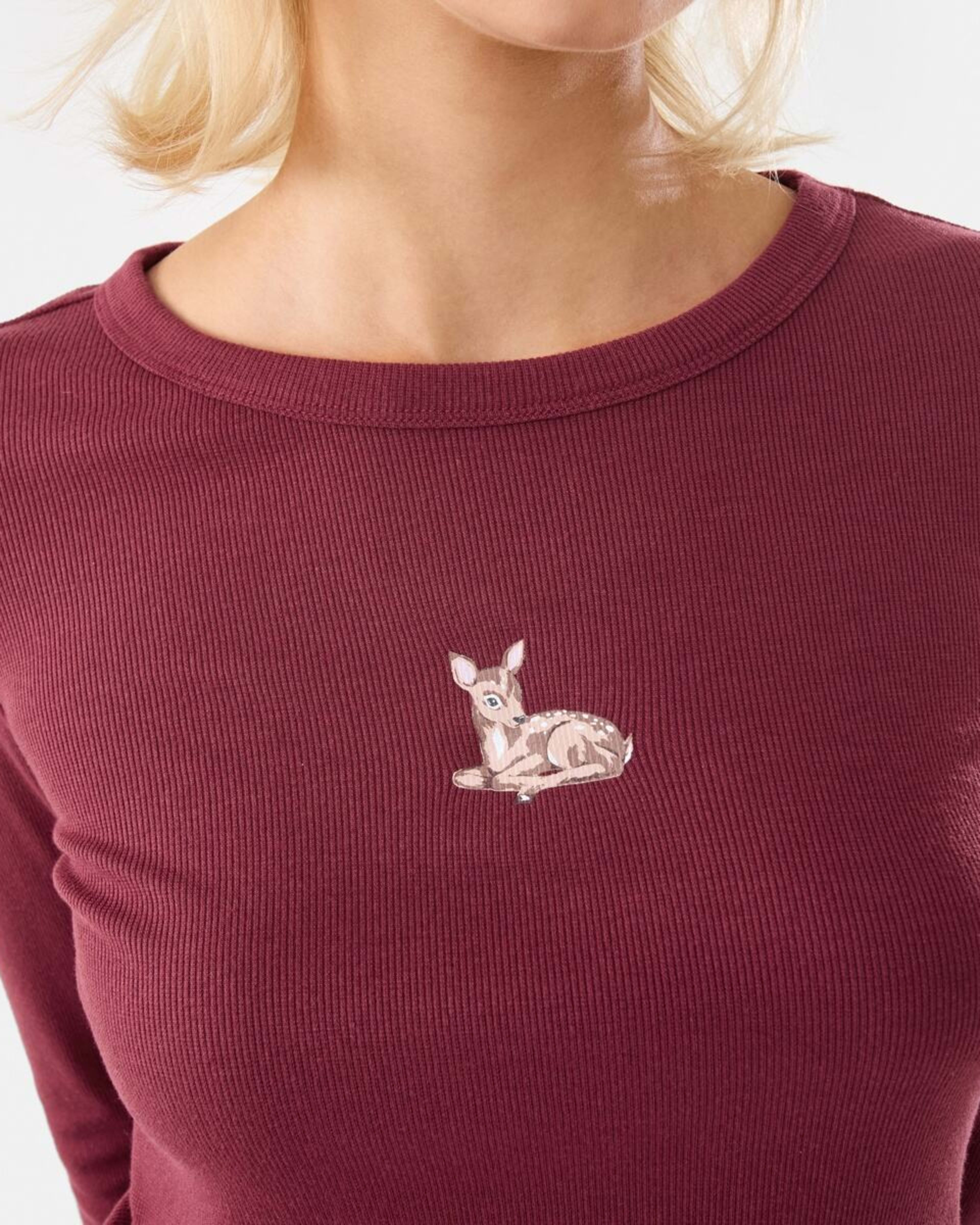 6 Long Sleeve Rib Print Top Deer, 6 of 6