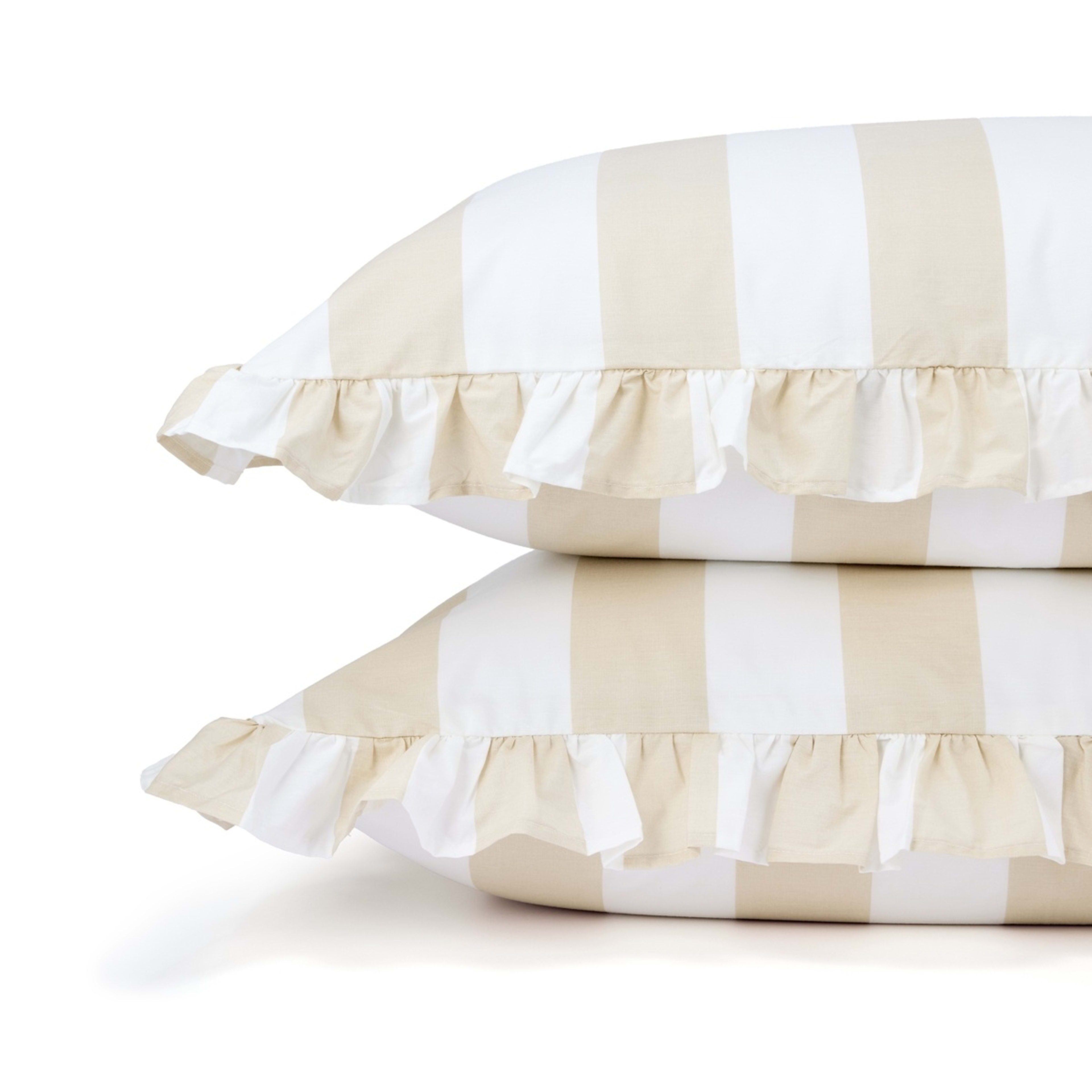 2 250 Thread Count Ruffle Cotton Sheet Set - Double Bed, Sand, 2 of 7