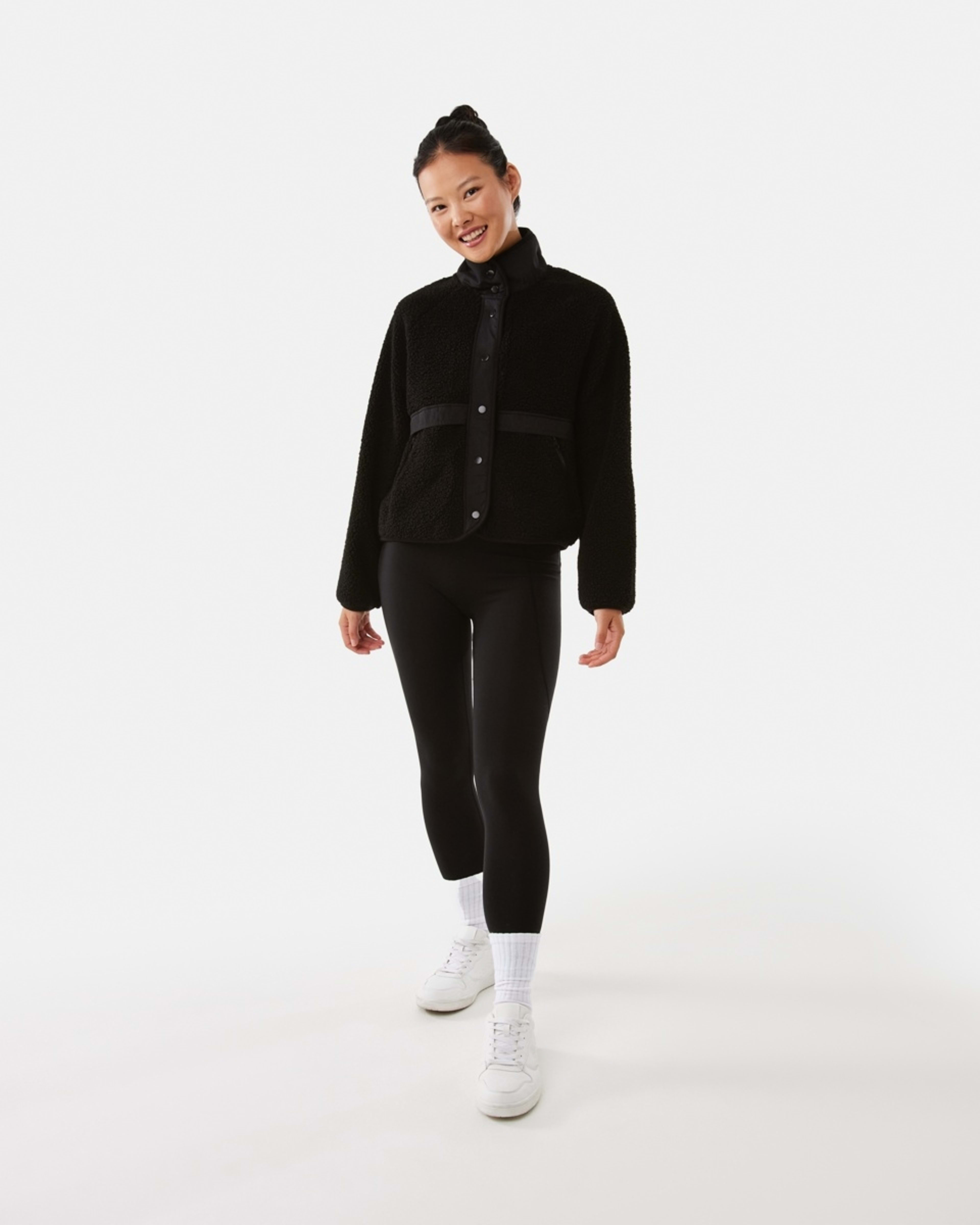 3 Active Womens Sherpa Patch Jacket Black, 3 of 9