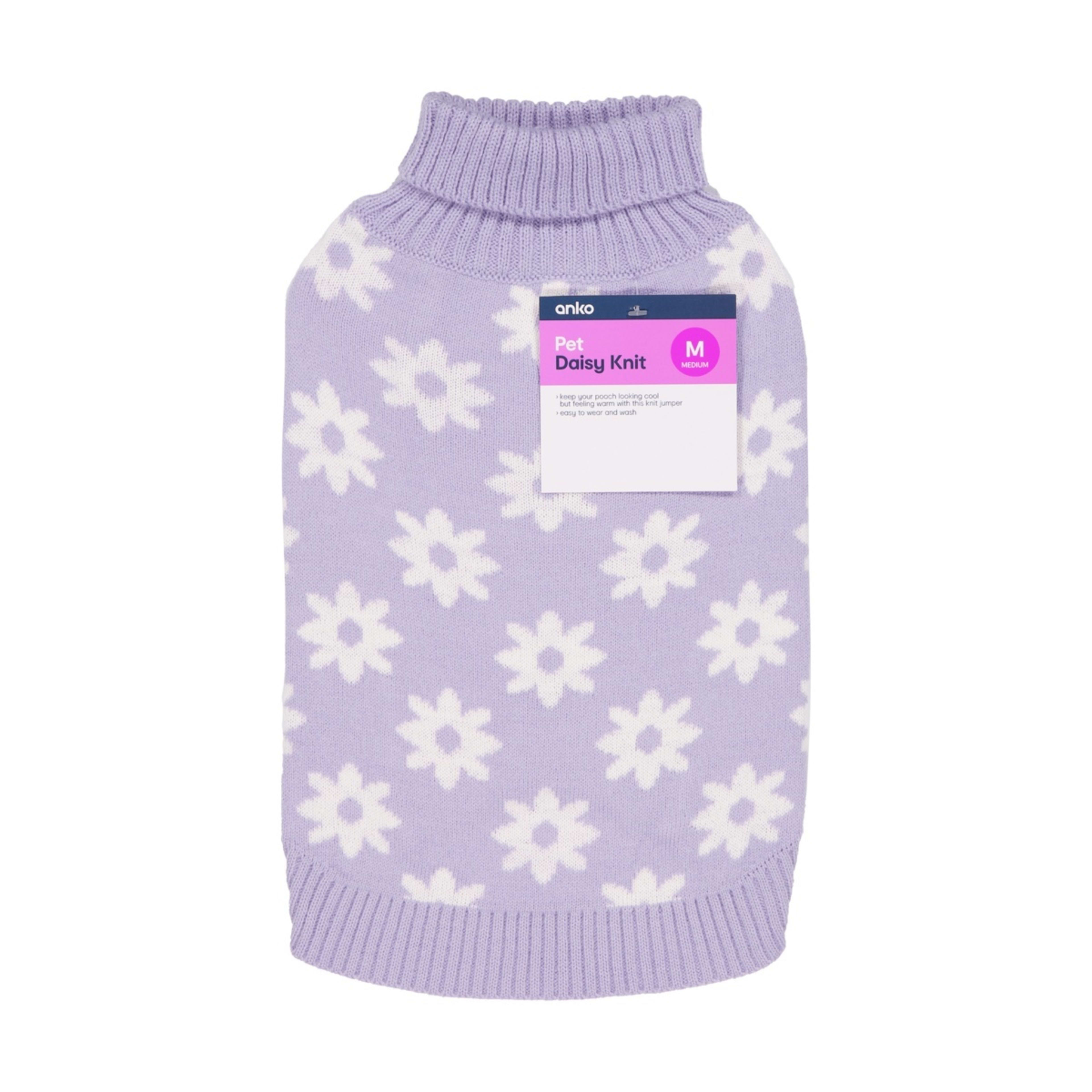 10 Pet Daisy Knit Jumper - Medium, Purple, 10 of 10