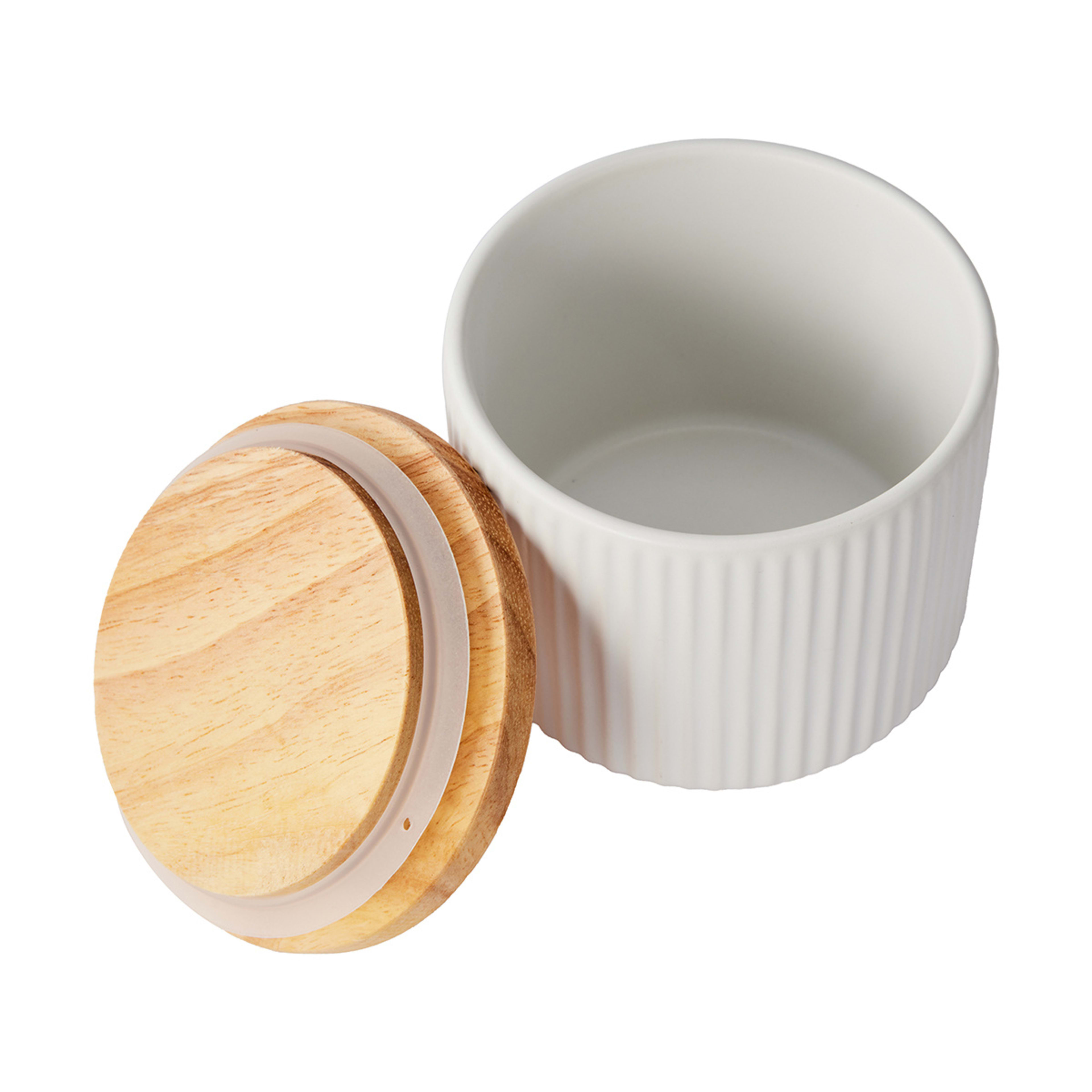 3 Small White Ribbed Canister, 3 of 8
