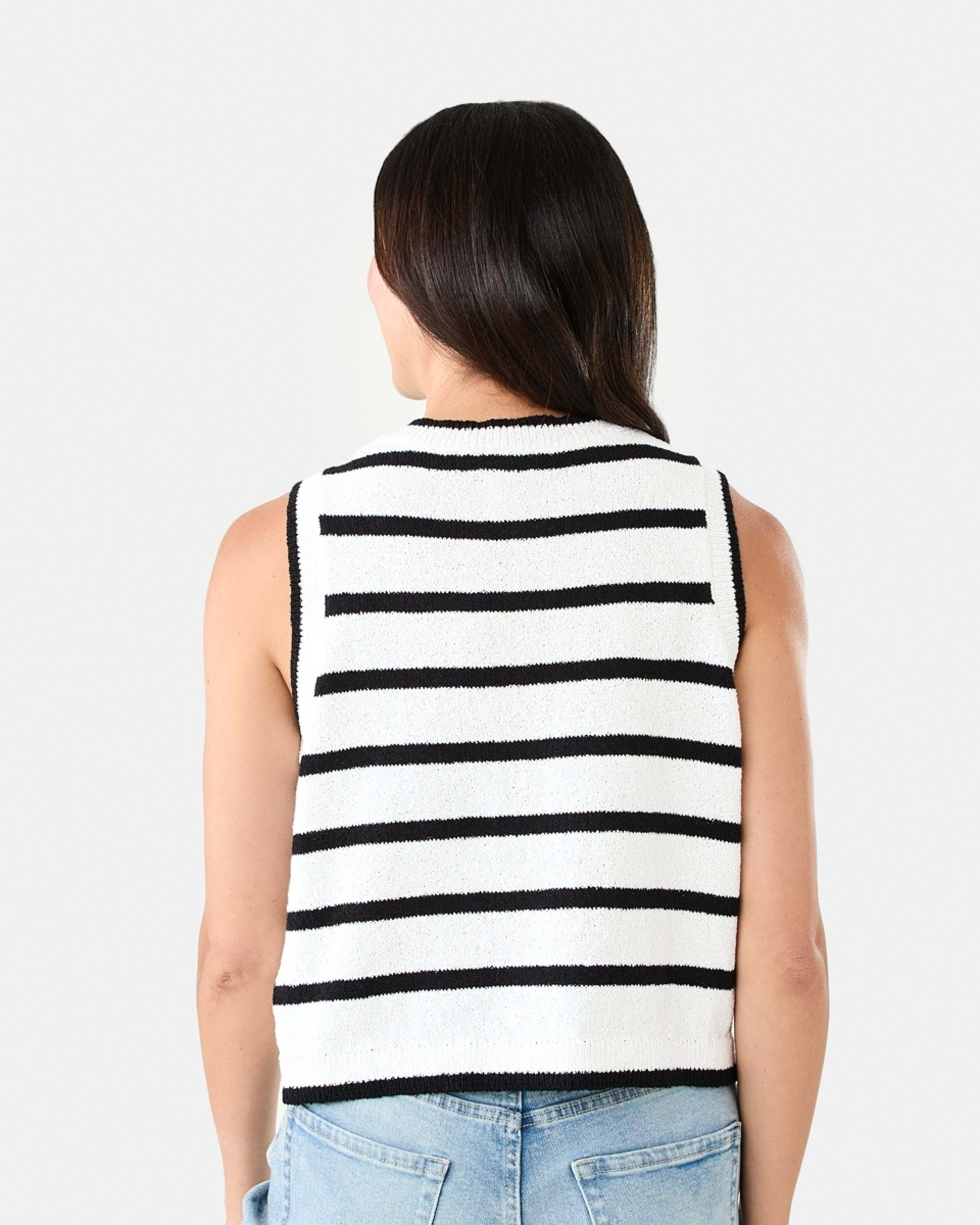 3 Contrast Button Vest Blck Strp, 3 of 8