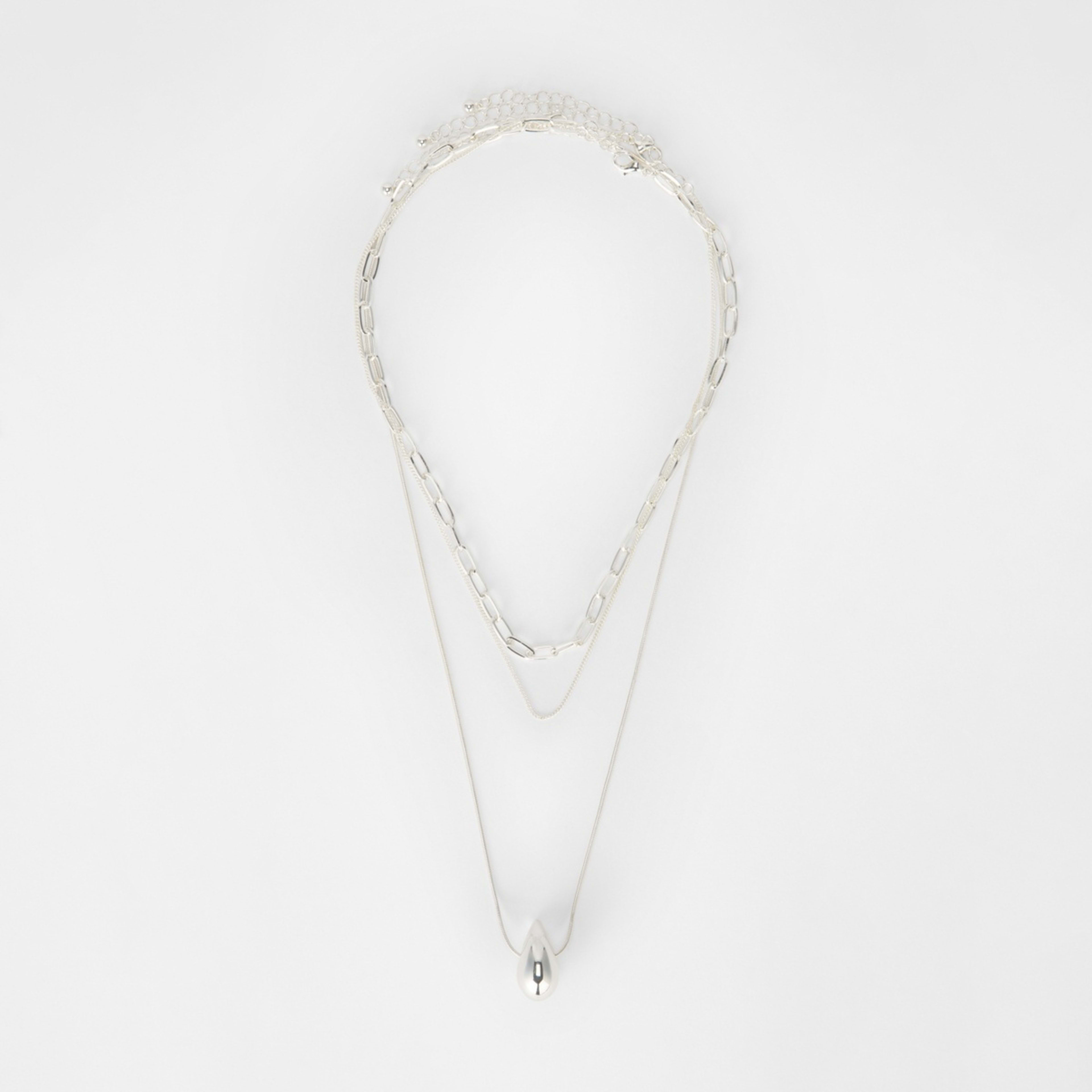 2 Teardrop 3 Layered Necklace - Silver Tone, 2 of 4