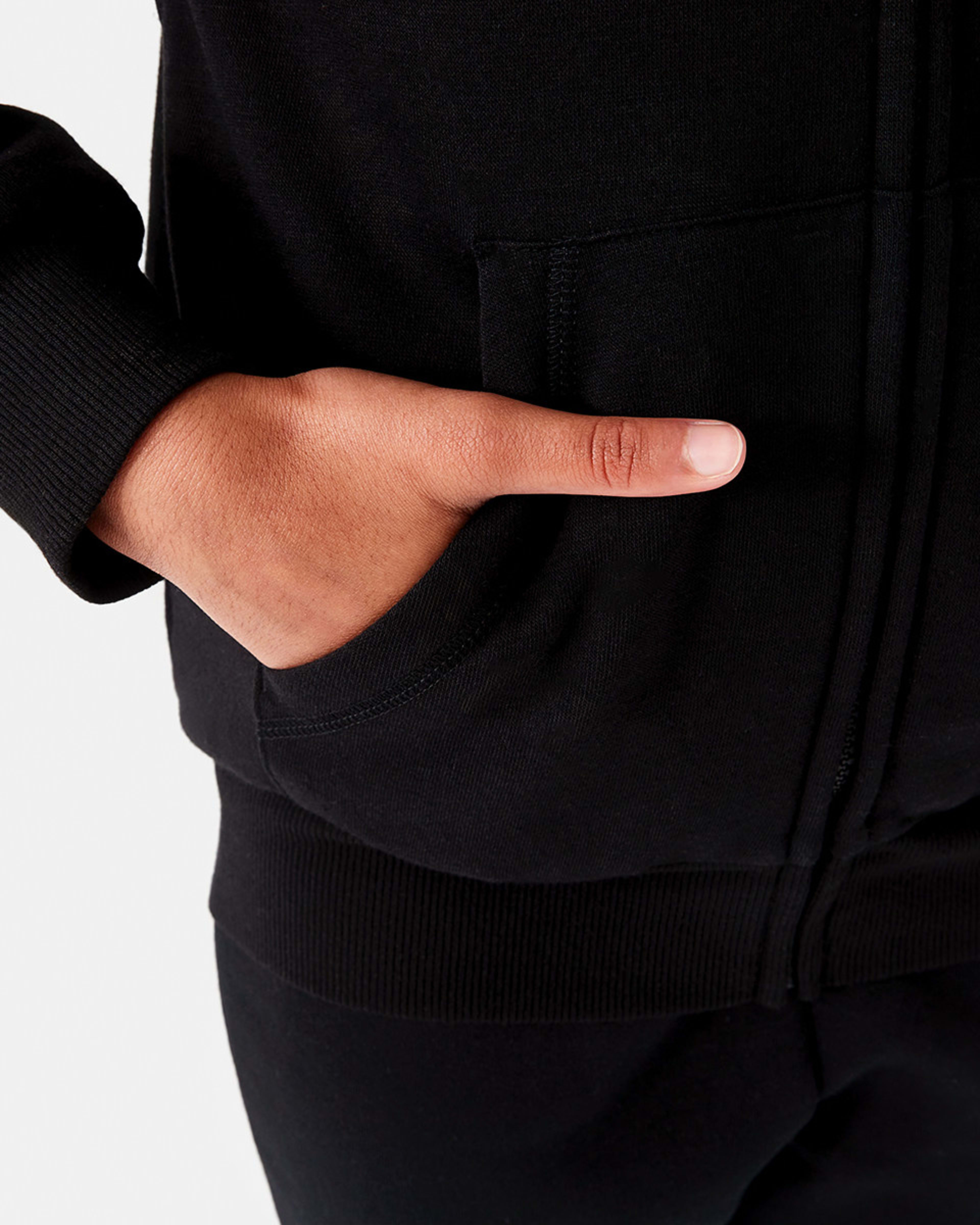 6 Basic Zip Through Hoodie Black, 6 of 10