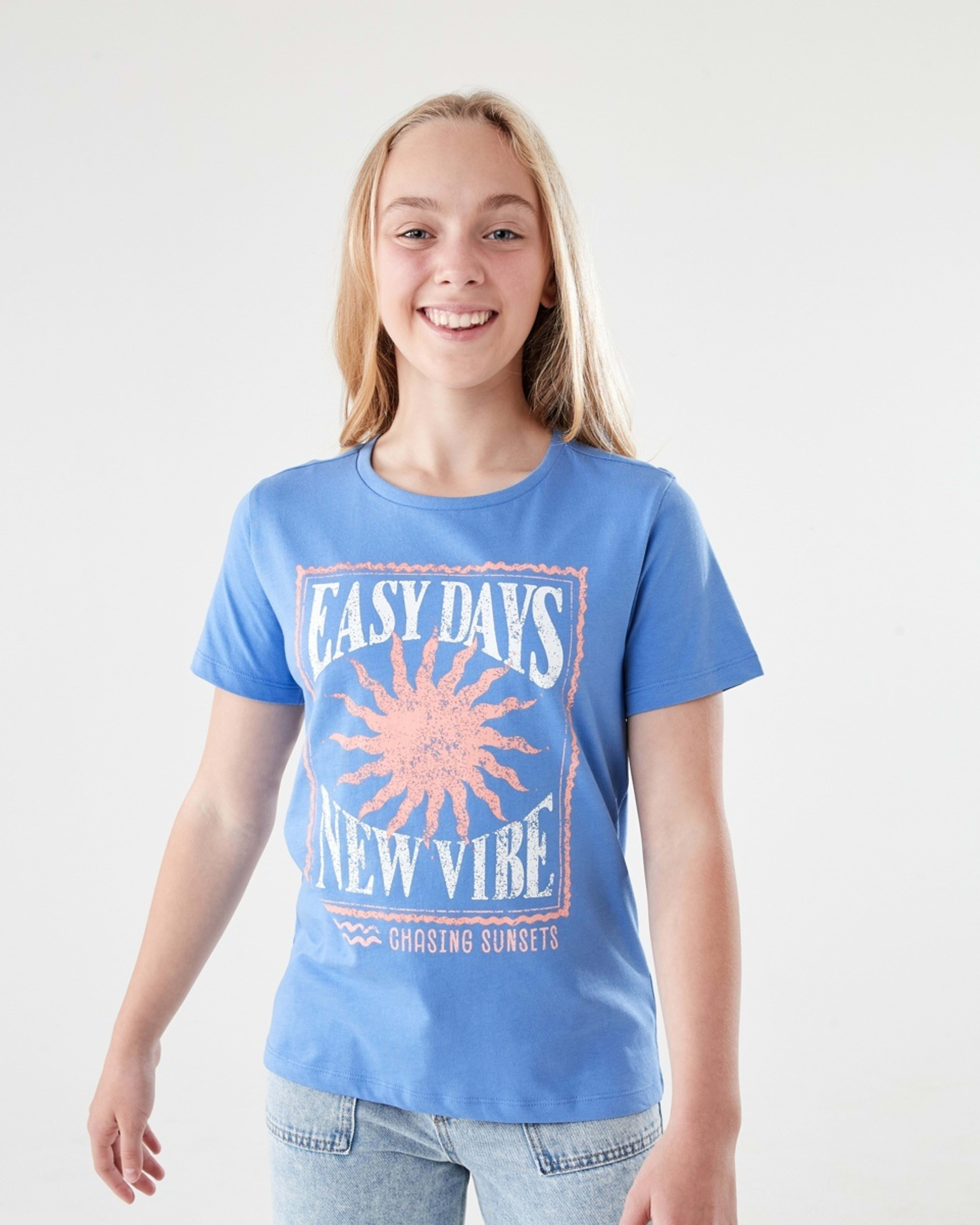 1 Short Sleeve Print T-shirt EASY DAYS NEW VIBE BLUE, 1 of 6