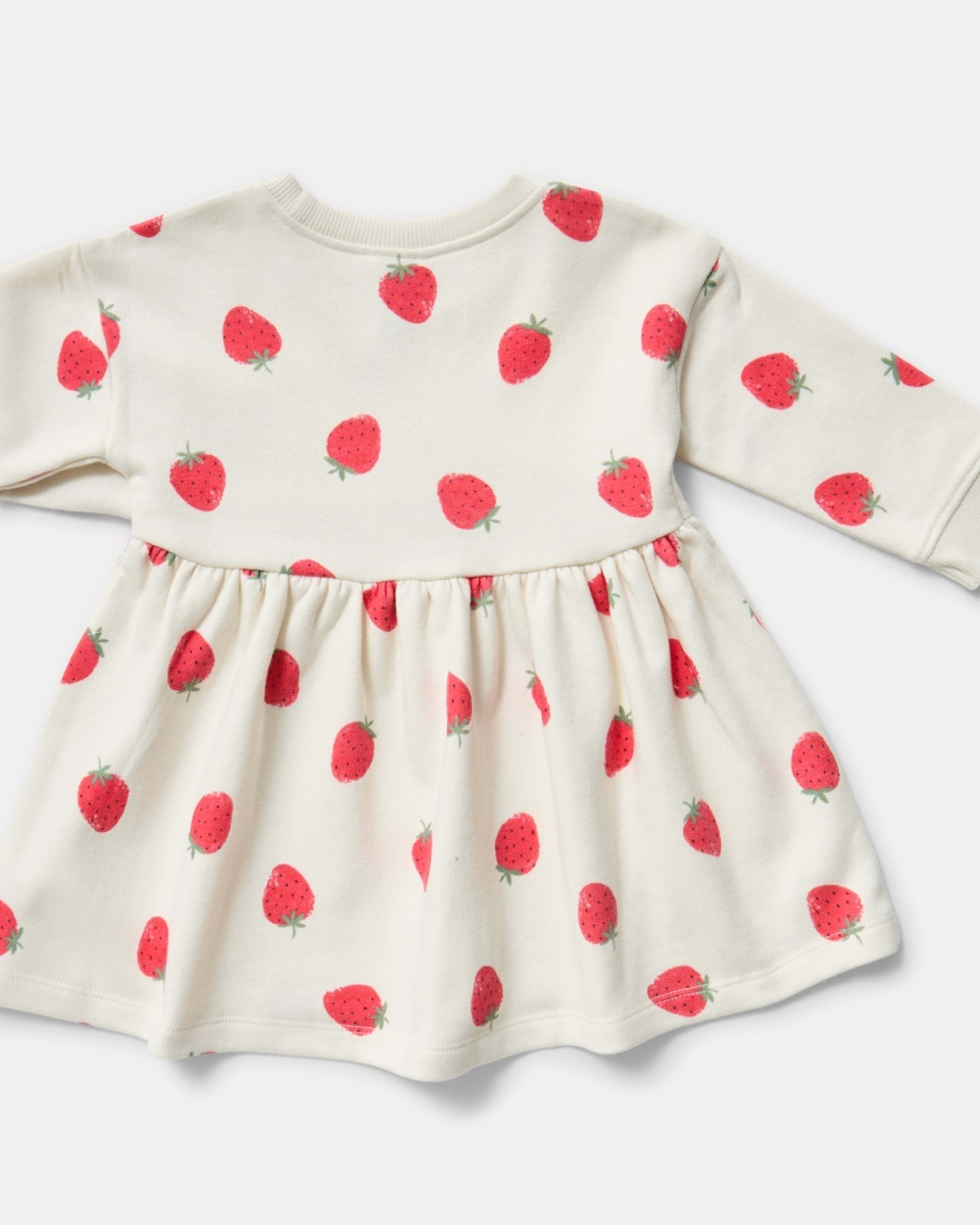 2 Long Sleeve Terry Dress CREAM STRAWBERRY, 2 of 3