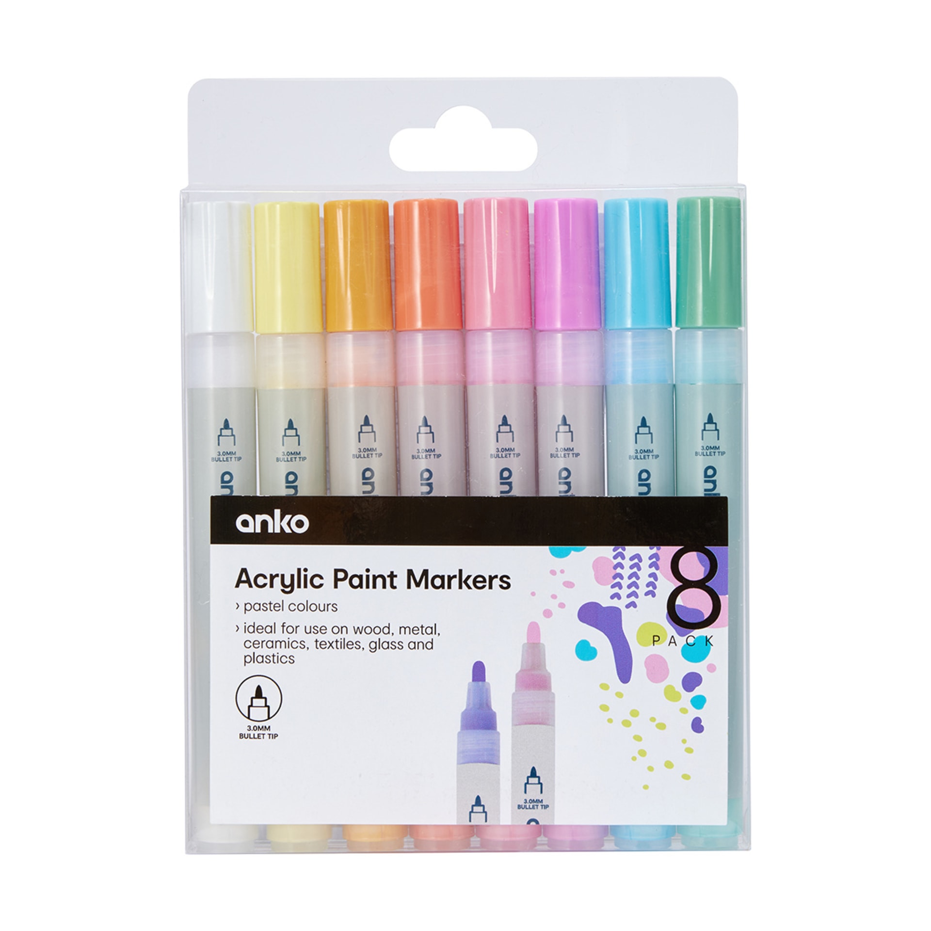 8 Pack Acrylic Paint Markers Pastel Kmart