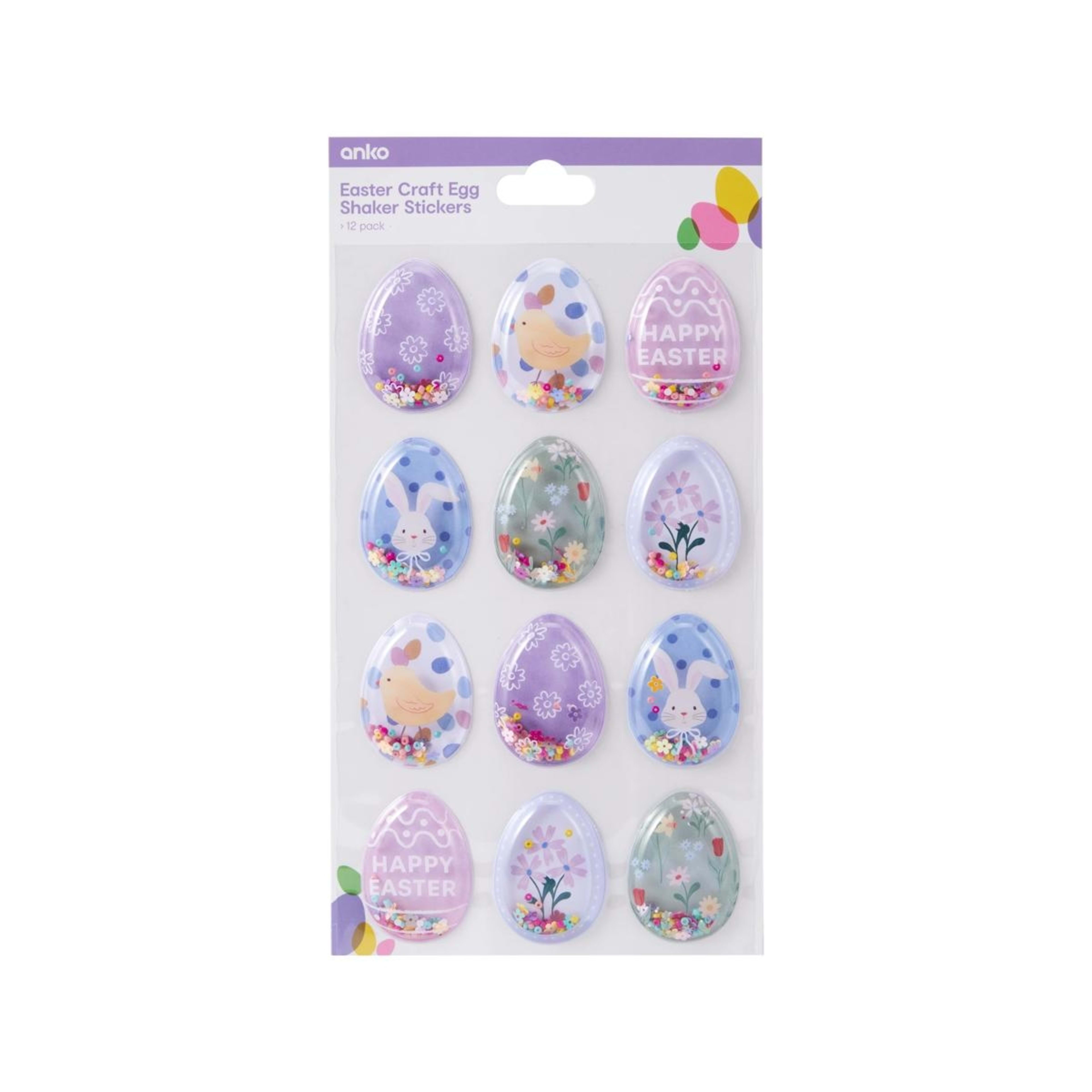 1 12 Pack Easter Craft Egg Shaker Stickers, 1 of 3