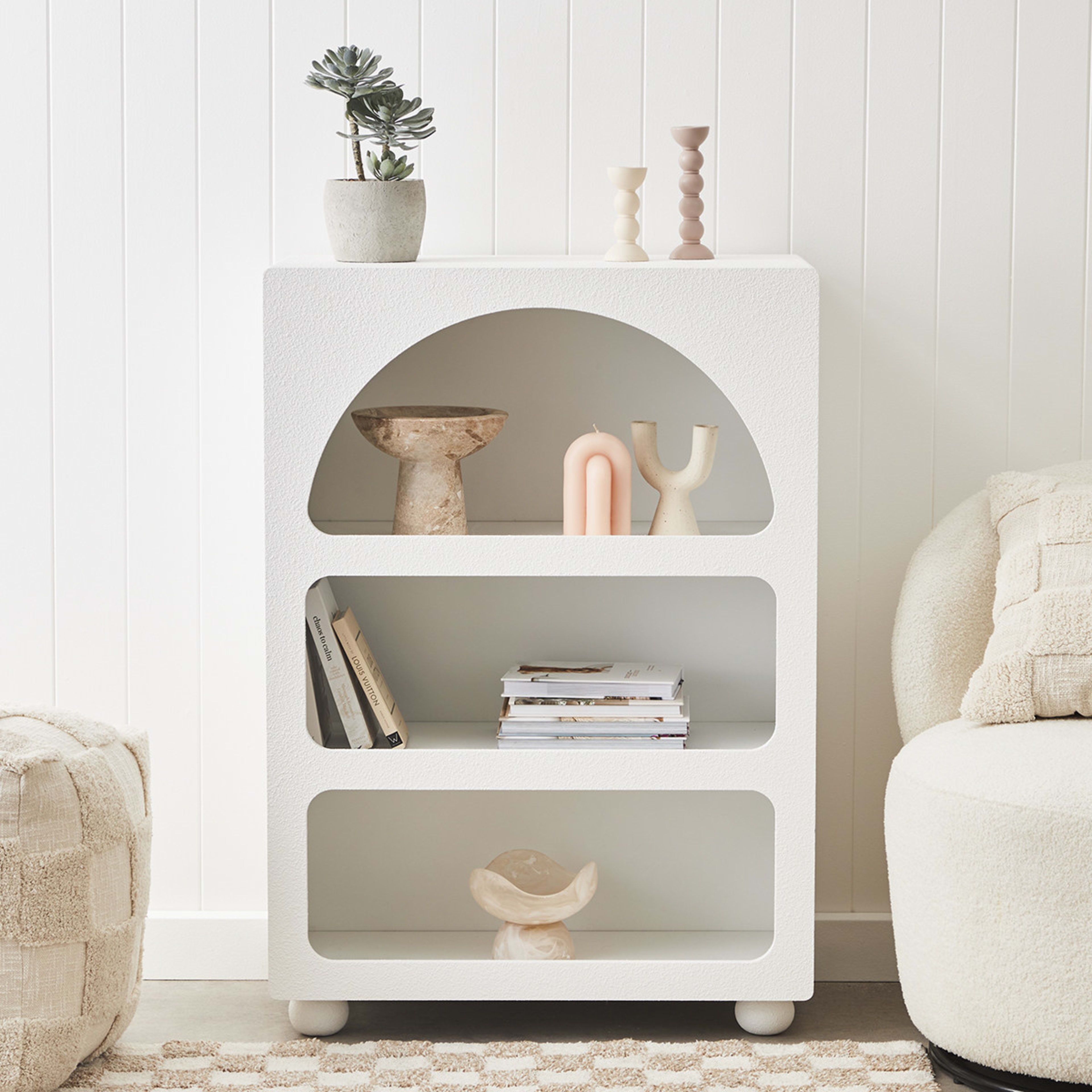 Textured Arched Bookcase White Kmart