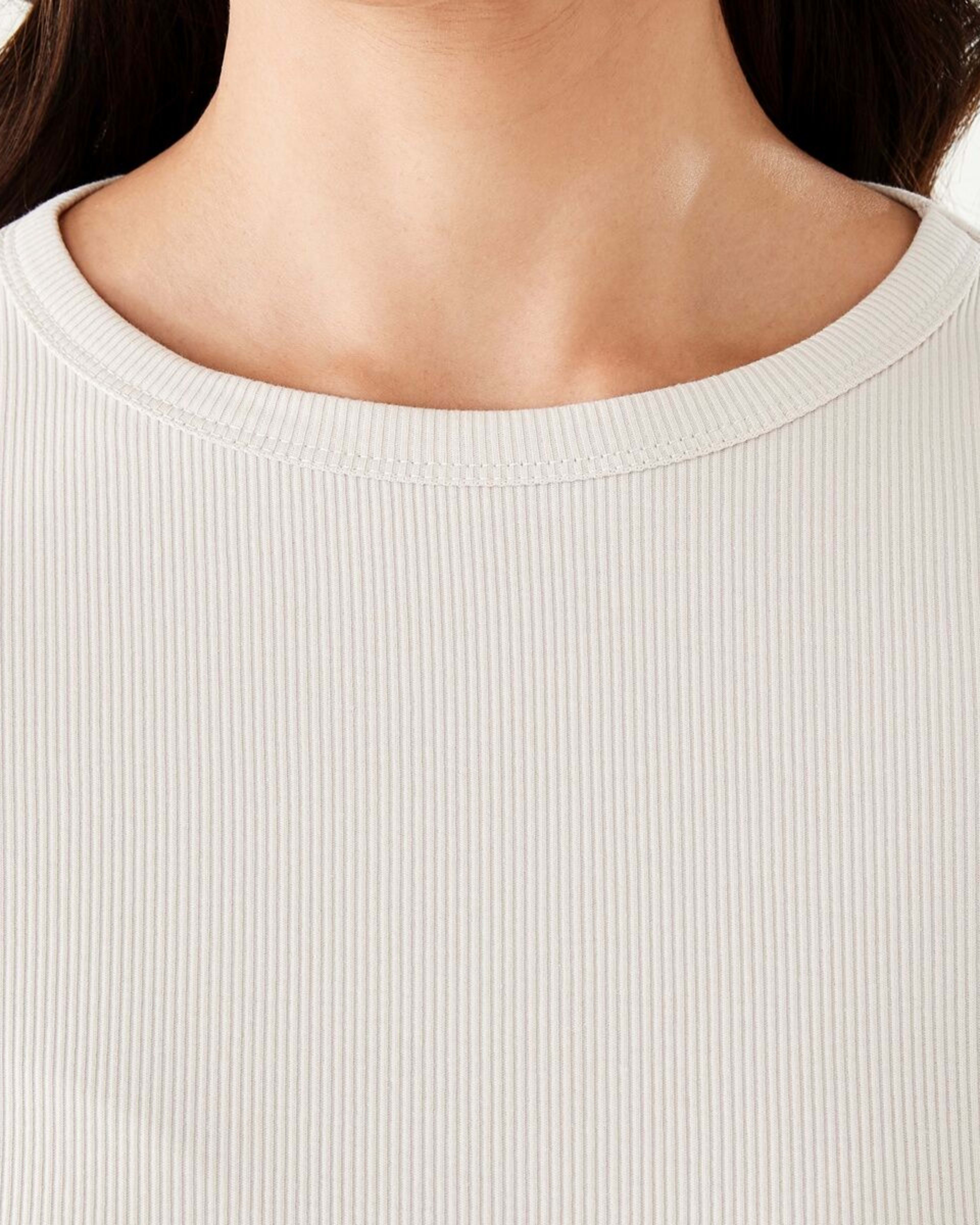 6 Long Sleeve Rib Crew T-shirt Nat Beige, 6 of 6