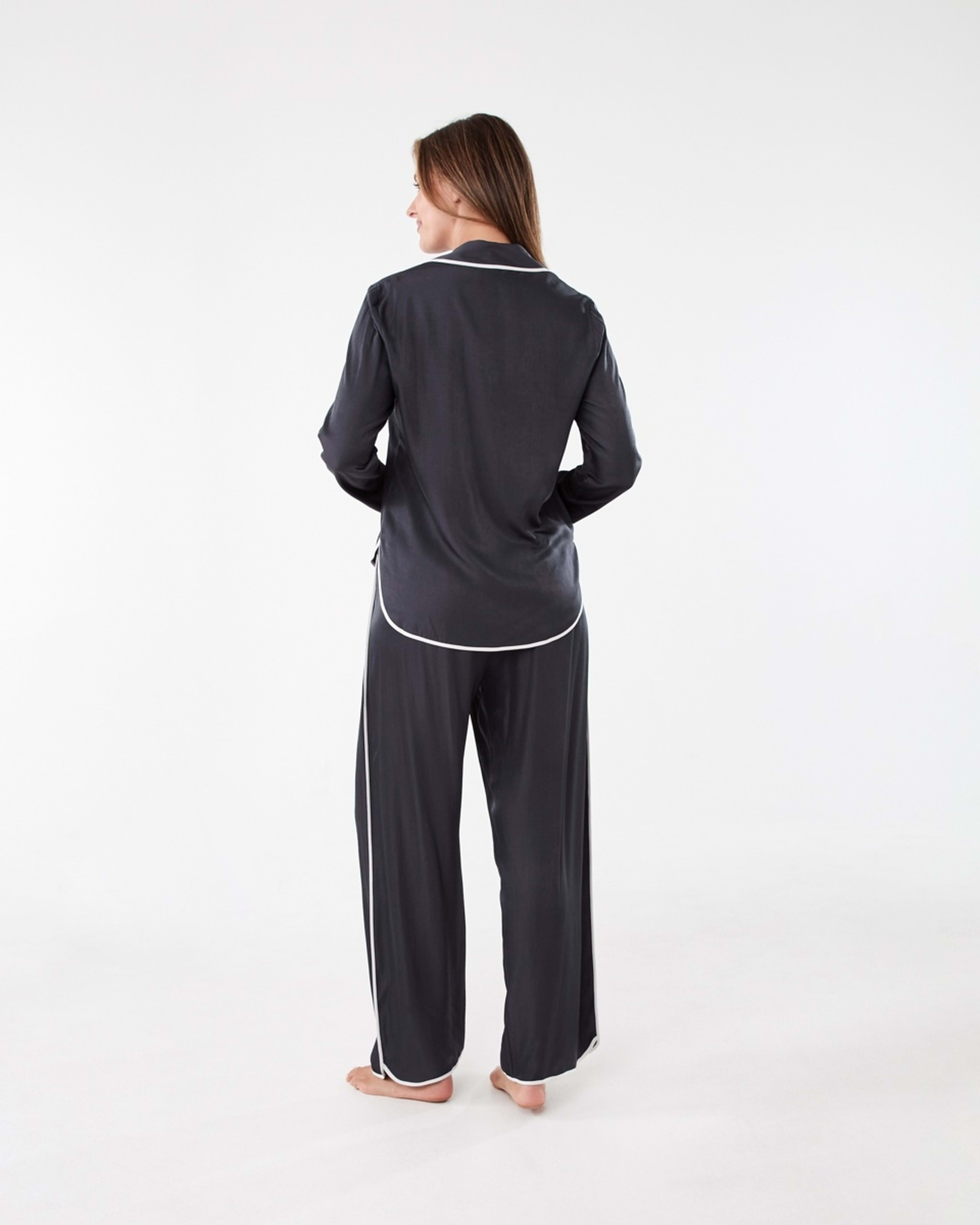 3 Matte Satin Long Sleeve Top and Pants Pyjama Set Wshd Slate, 3 of 9