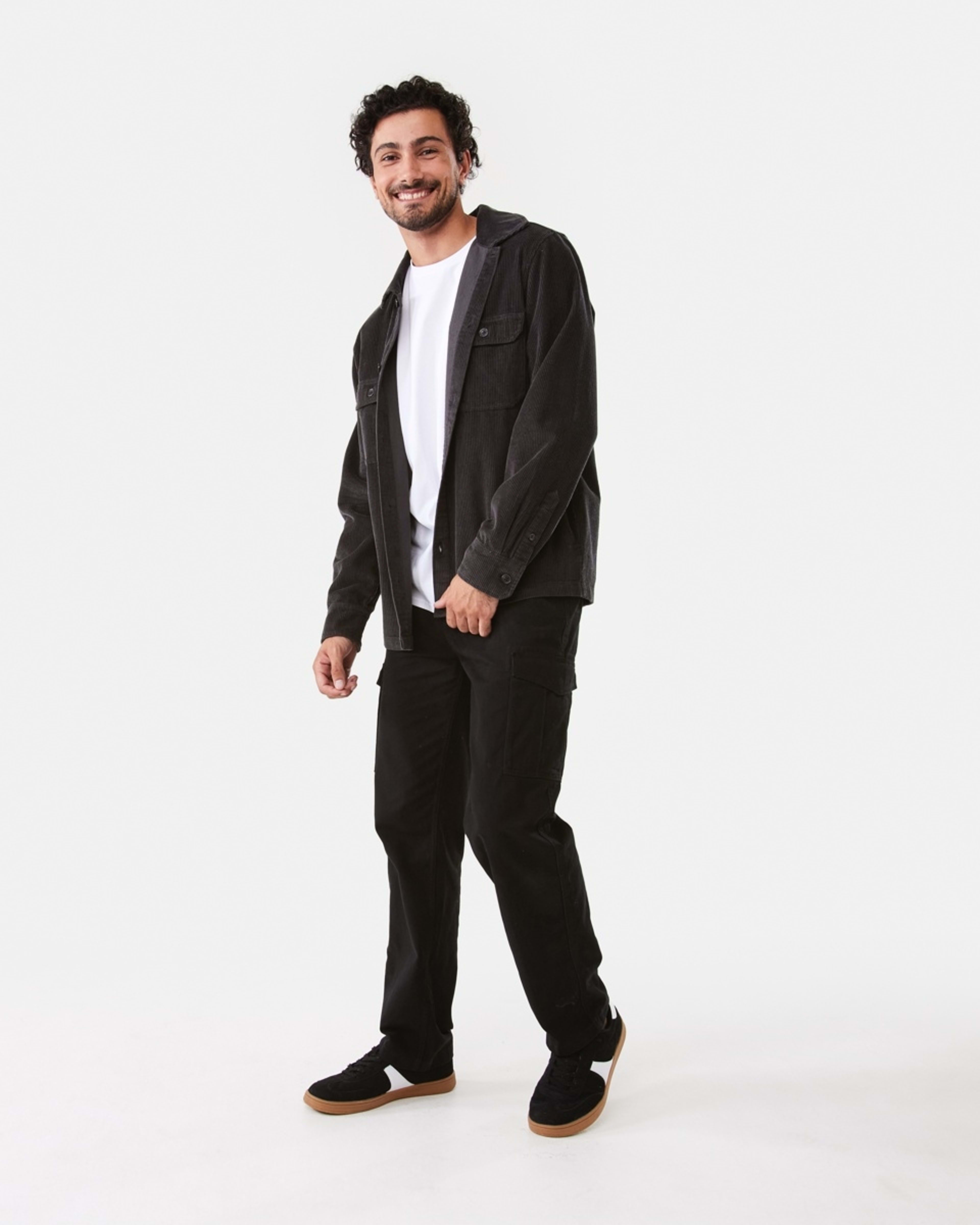 3 Long Sleeve Corduroy Overshirt Char Grey, 3 of 10