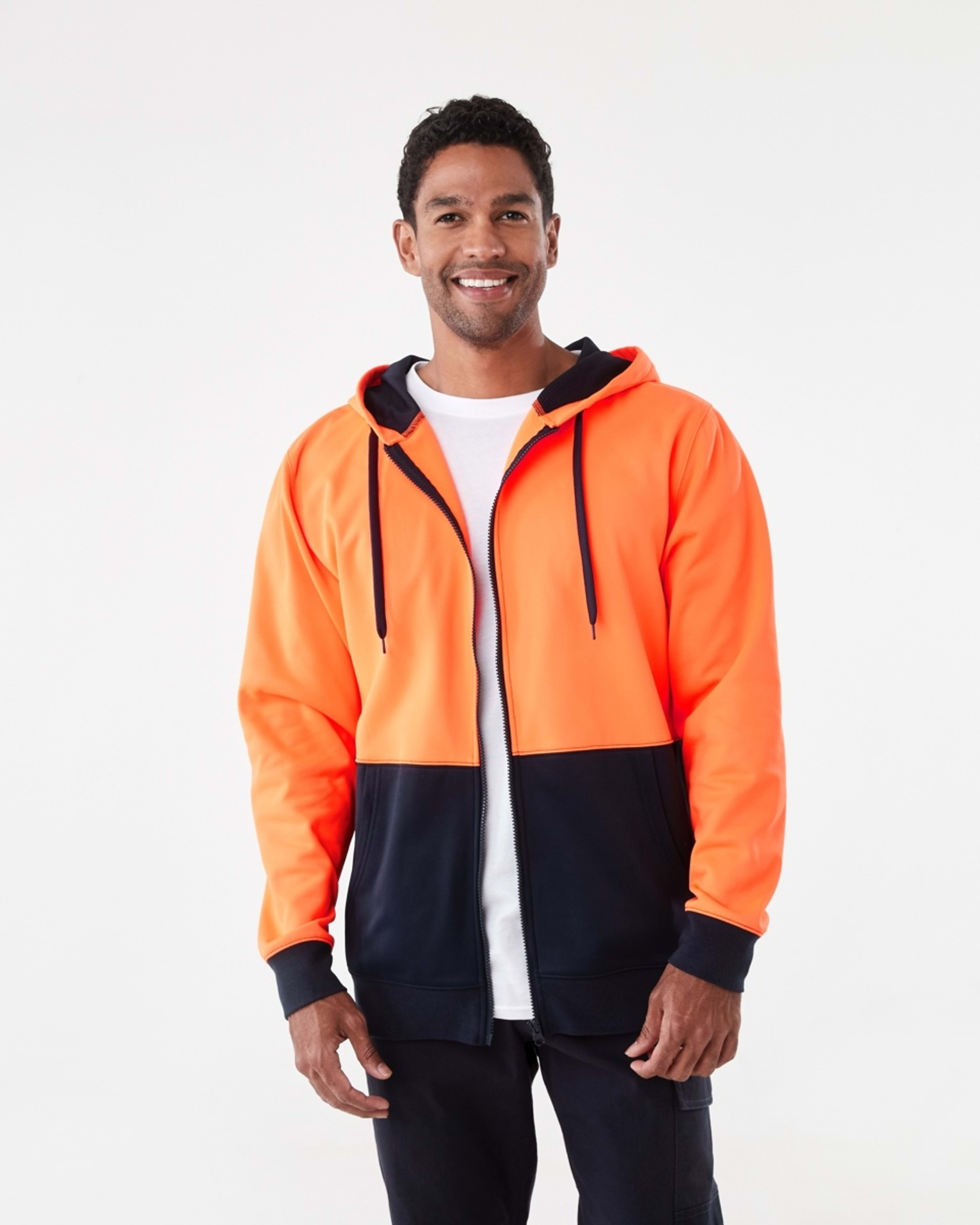 1 Hi-Visibility Zip Through Hoodie Orange, 1 of 7